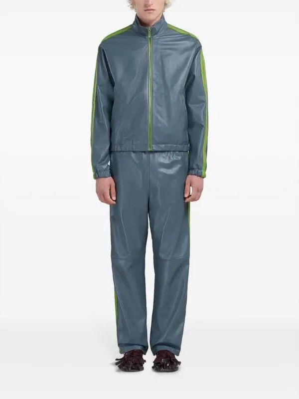Marni o1w1db11125 Stripe-Detail Leather Bomber Jacket in Grey Size US M / EU 48-50 / 2 - 2 Thumbnail