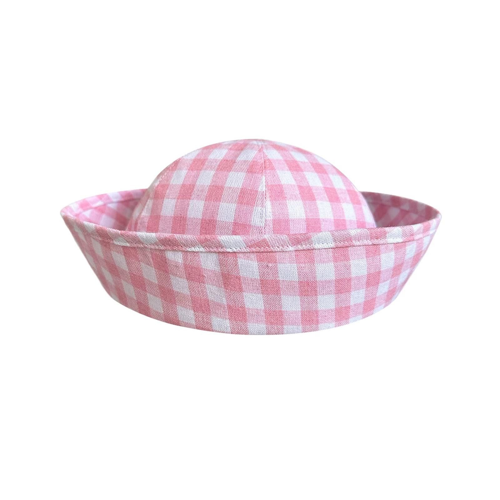 Japanese Brand Retro Pink Plaid Beret Sailor Hat Y2K French Girl Aesthetic Size ONE SIZE - 6 Thumbnail
