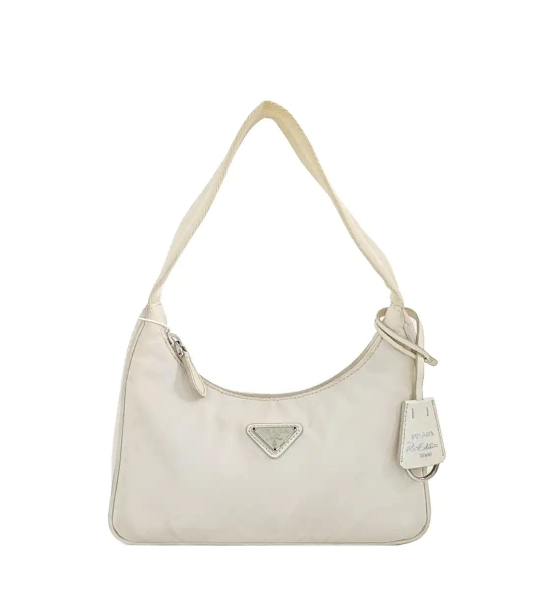 Prada PRADA Re-Edition white fabric logo handbag shoulder bag crossbody bag silver har Size ONE SIZE - 1 Thumbnail