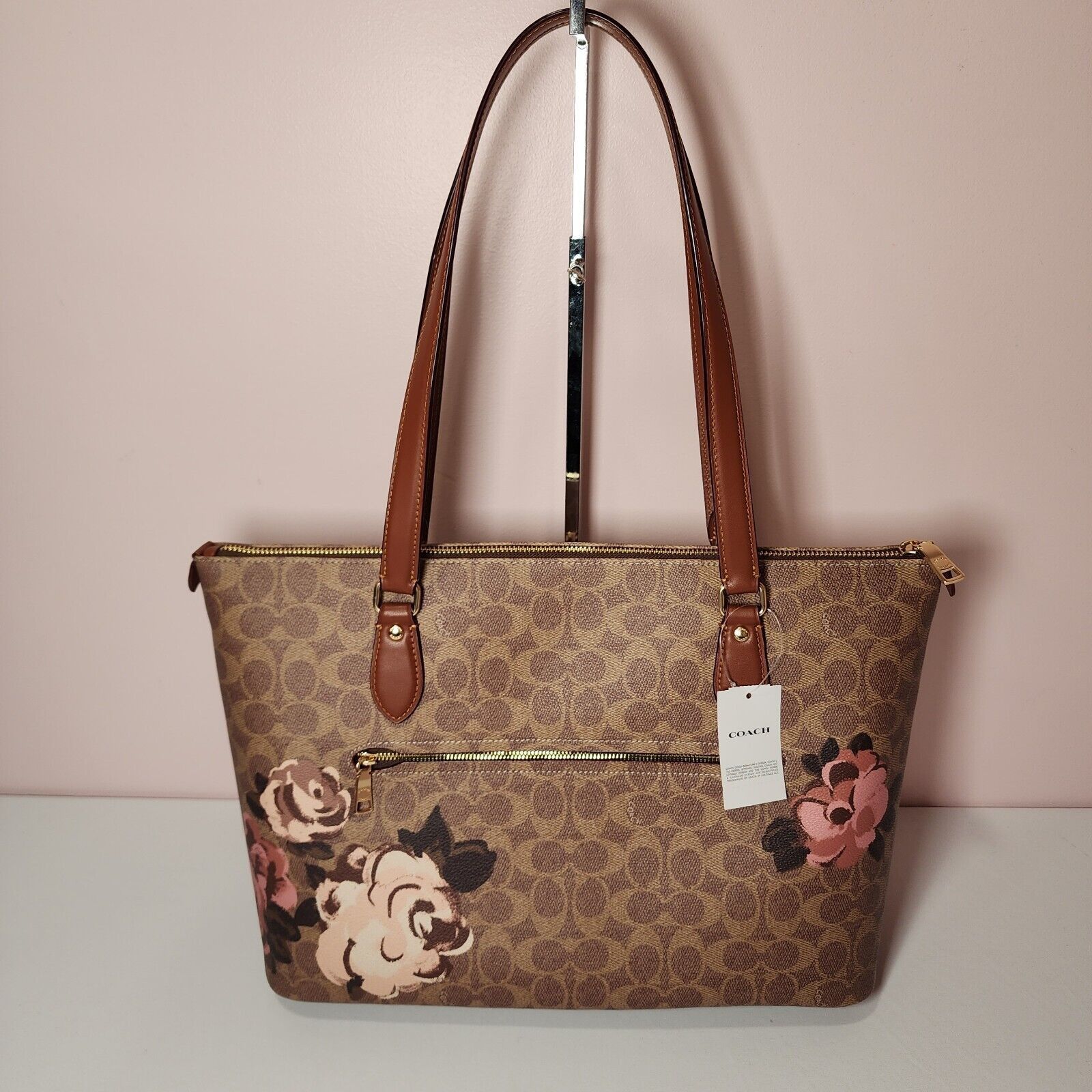 Coach NWT Coach CZ180 Signature Rose Gallery Tote Top Zip Multi Size ONE SIZE - 4 Thumbnail