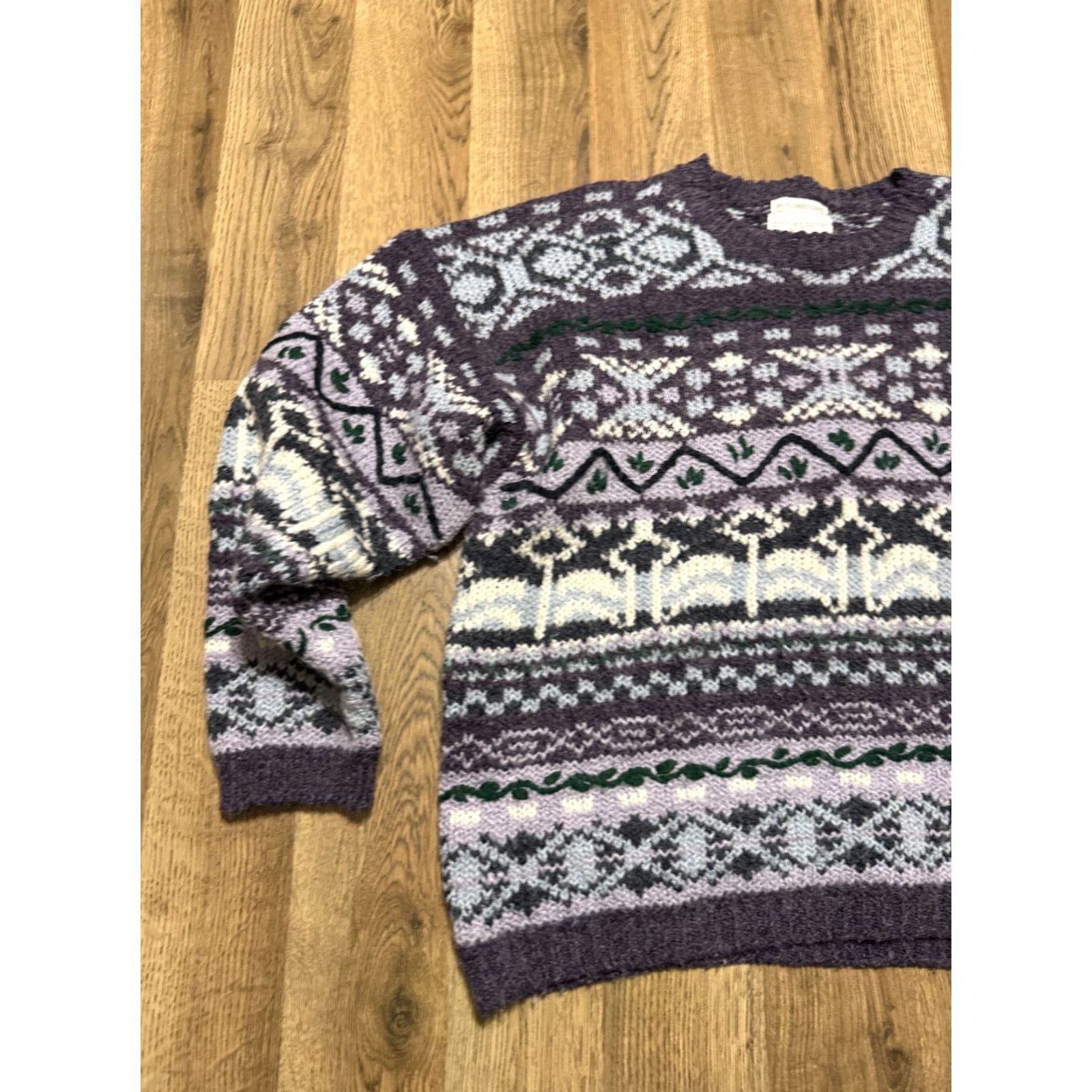 Vintage Christopher & Banks Sweater Women L Purple Blue Green Wool Blend Knit Crew Neck Pullover Casual Fall Winter Spring Summer Regular Size L / US 10 / IT 46 - 3 Thumbnail