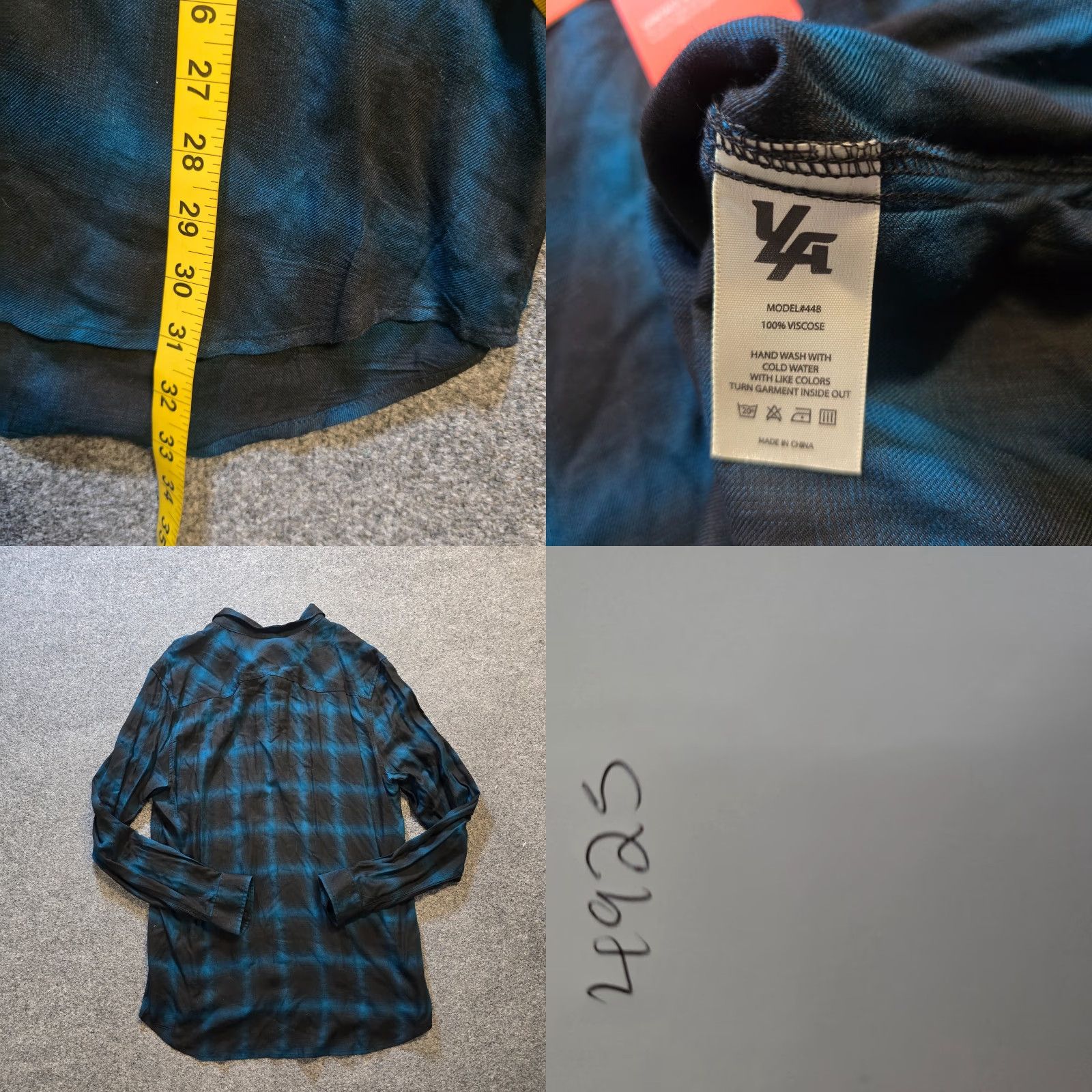 YoungLA Youngla Shirt Mens XL Black Blue Plaid Pearl Snap Button Long Sleeve Casual Size US XL / EU 56 / 4 - 8 Thumbnail