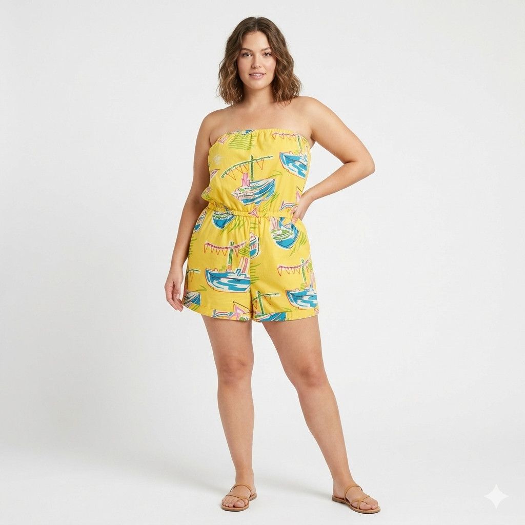 Other Kimchi Blue Size L Romper Strapless Shorts Yellow Sailing Size 34" / US 12 / IT 48 - 2 Thumbnail