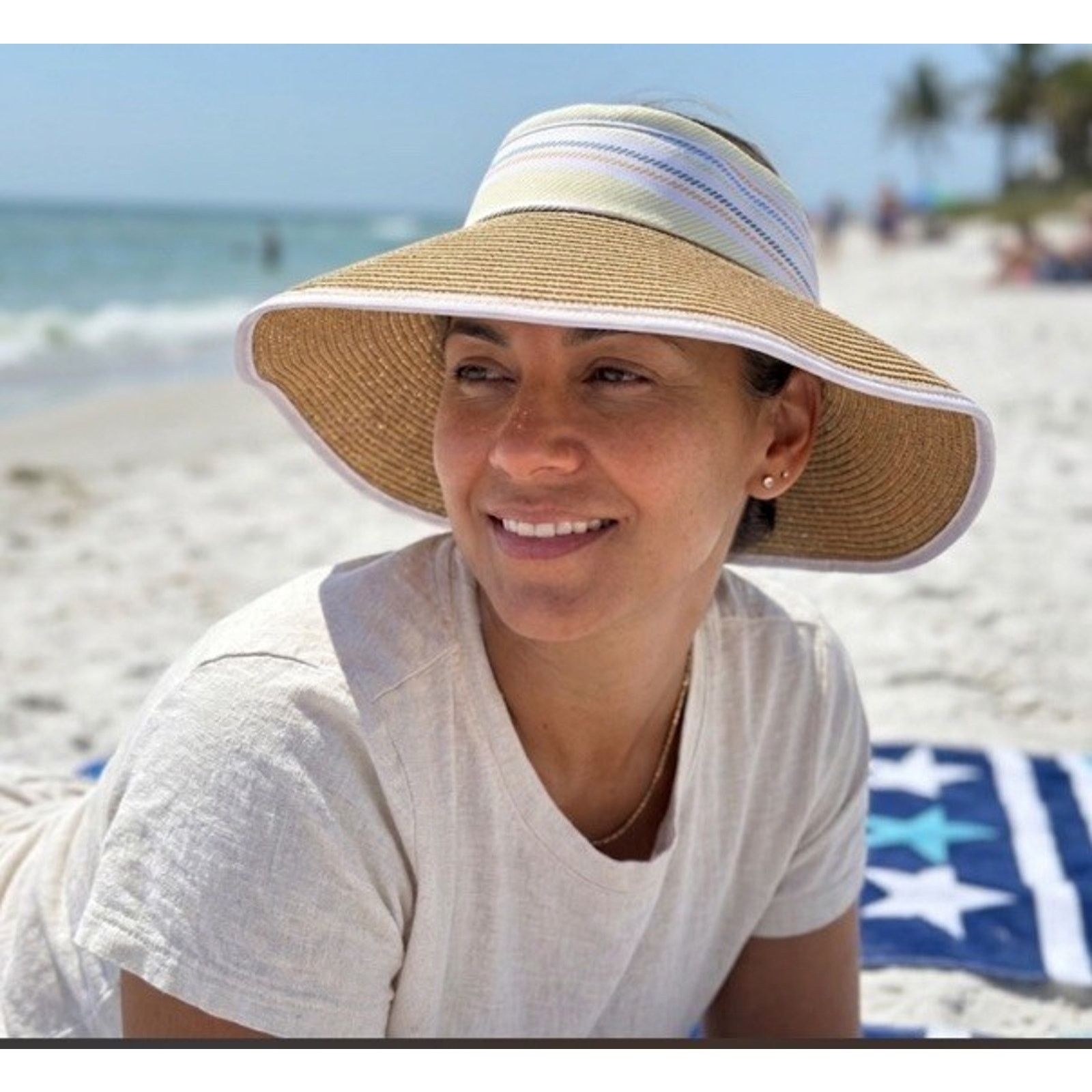 Other TAHARI Wide Brim Roll Up Sun Hat Packable Blend OS White Size ONE SIZE - 1 Thumbnail