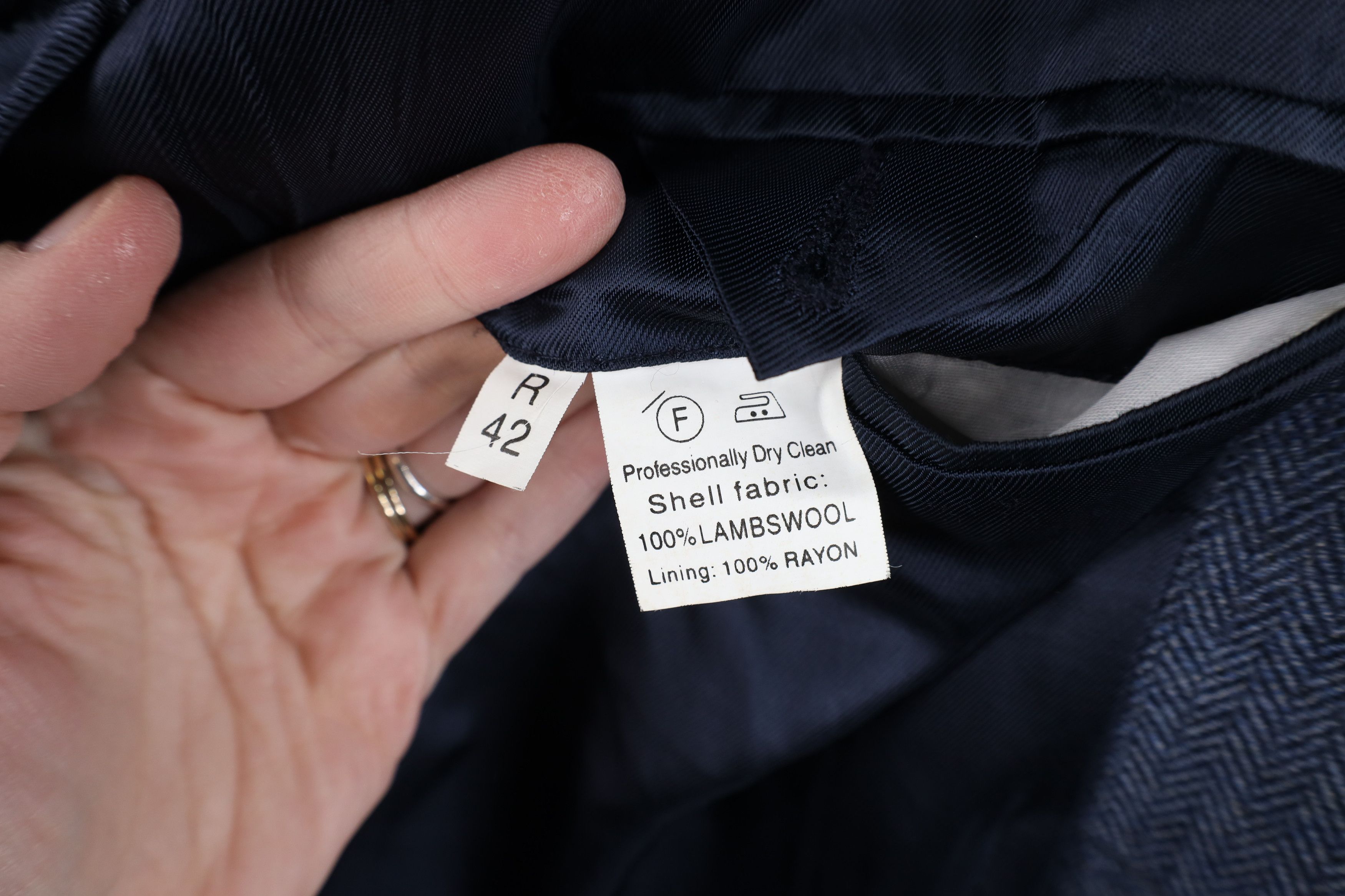 Vintage Vintage 90s Y2K Herringbone Suit Coat Blazer Jacket Blue Size US XXL / EU 58 / 5 - 12 Thumbnail