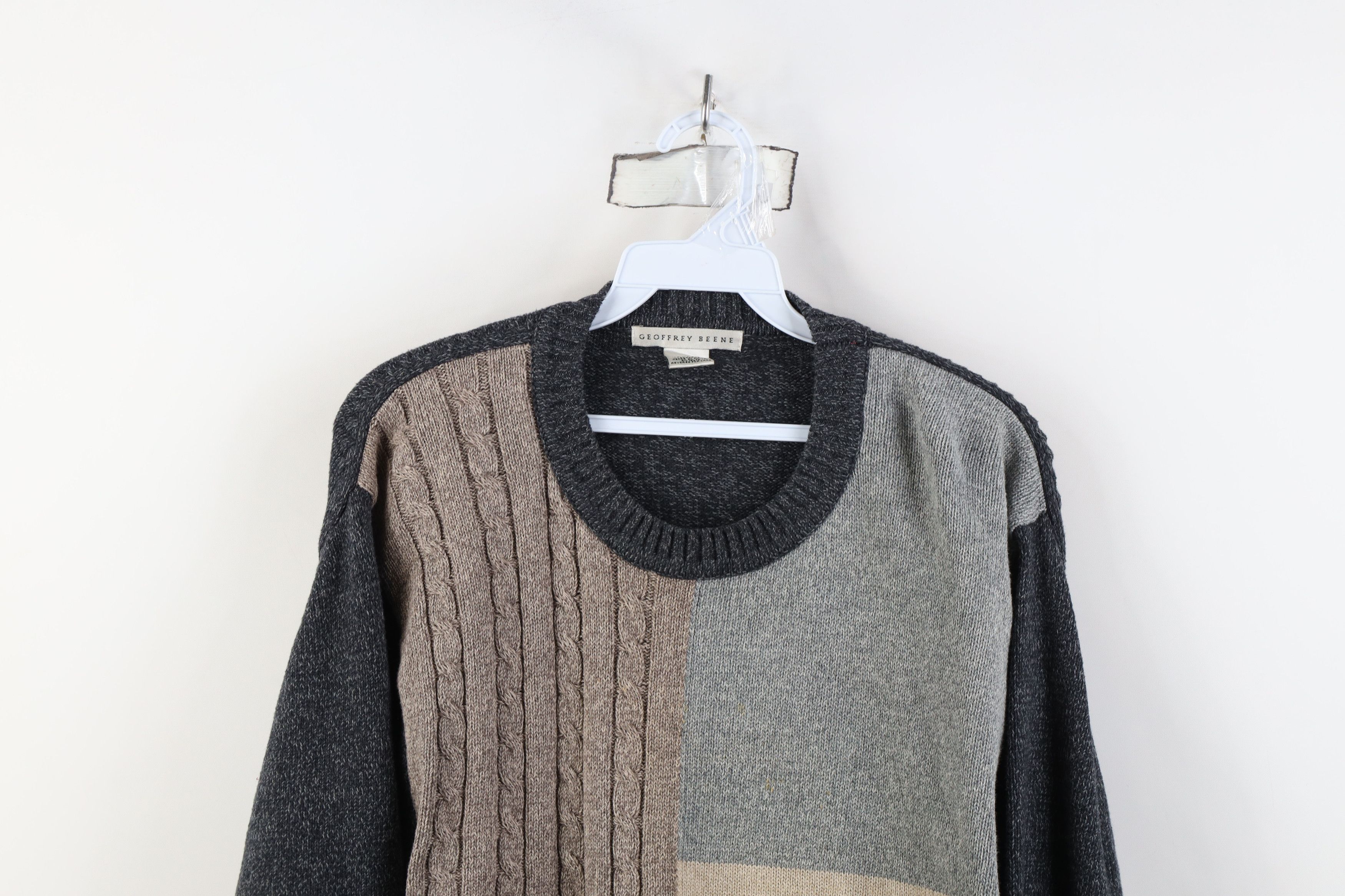 Vintage Vintage 90s Streetwear Tone Cable Knit Crewneck Sweater Size US XL / EU 56 / 4 - 2 Thumbnail