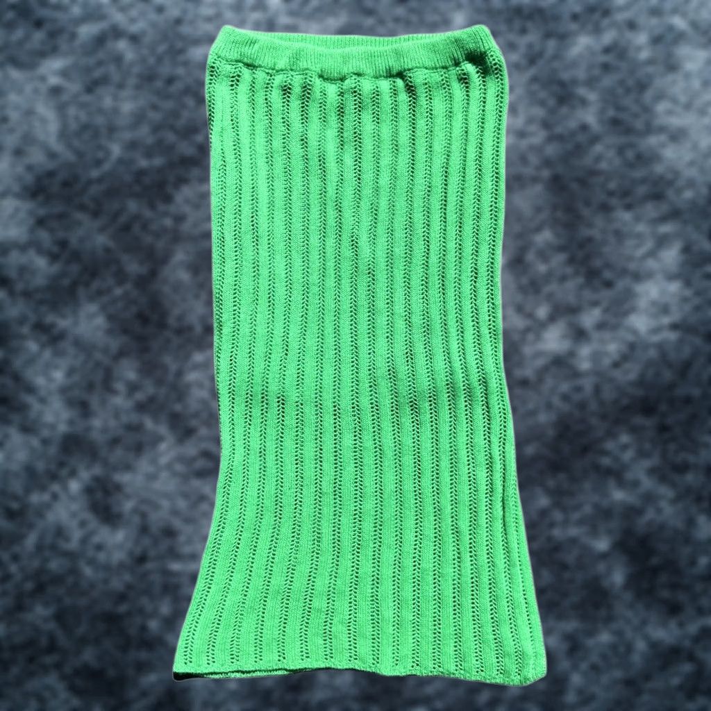 Vintage Freshman 1996 Skirt Midi Green Crochet Slit Lined Size L Womens Size 36" / US 14 / IT 50 - 1 Thumbnail