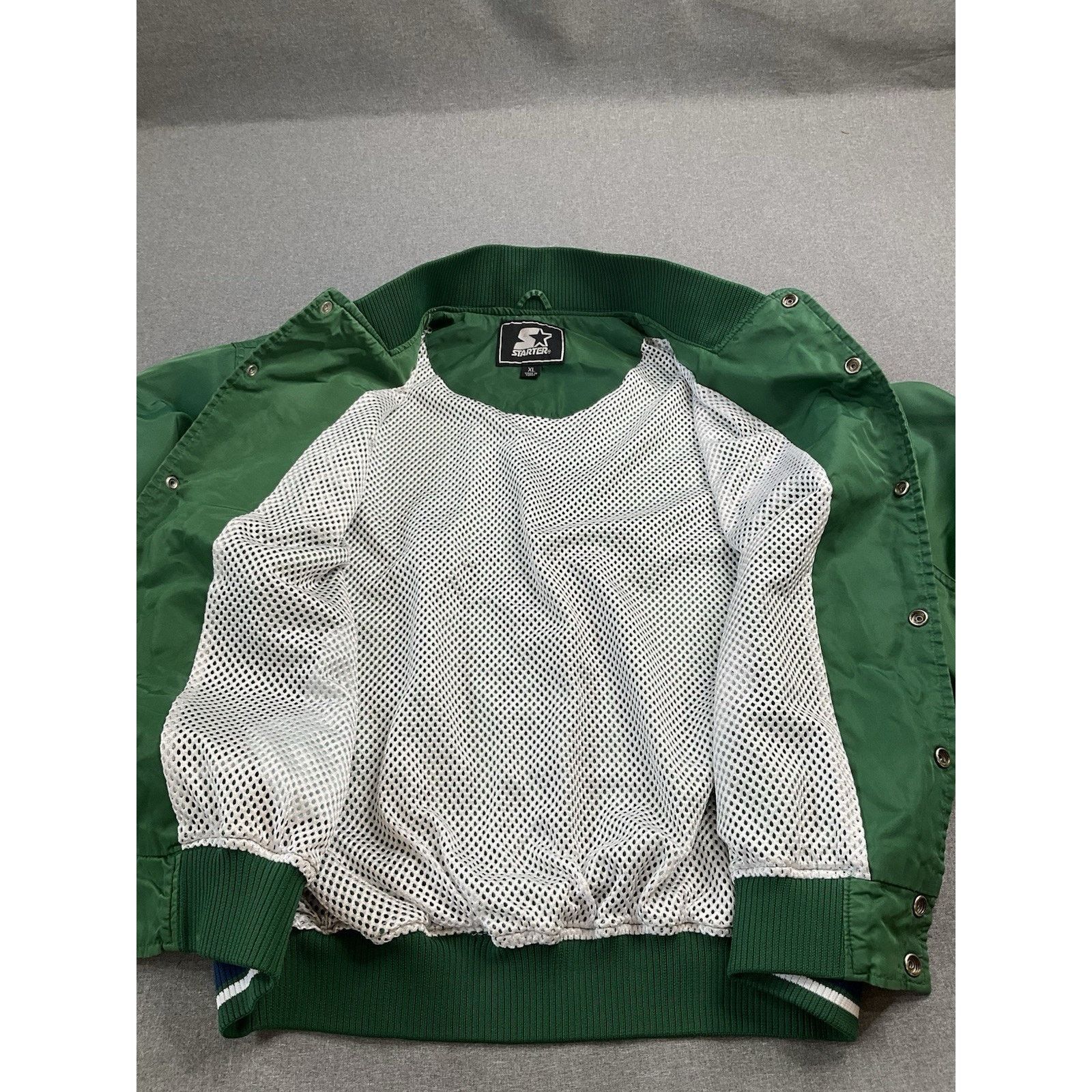 Starter Vintage 90s Starter Satin Varsity Jacket Green XL Size US XL / EU 56 / 4 - 8 Thumbnail