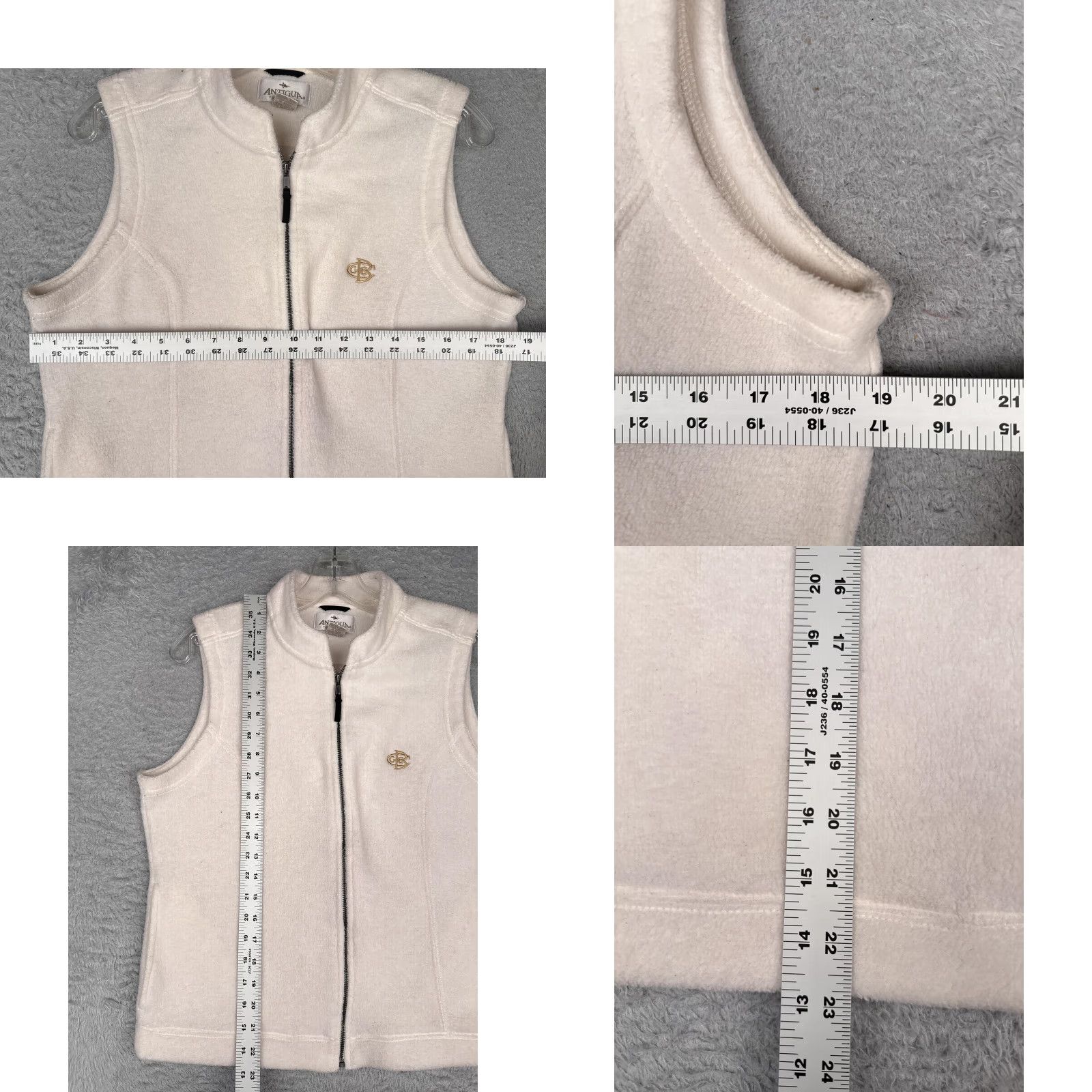Logo 7 Antigua Vest Womens Medium White Fleece Full Zip Sleeveless Golf Logo Outdoor Size M / US 6-8 / IT 42-44 - 8 Thumbnail