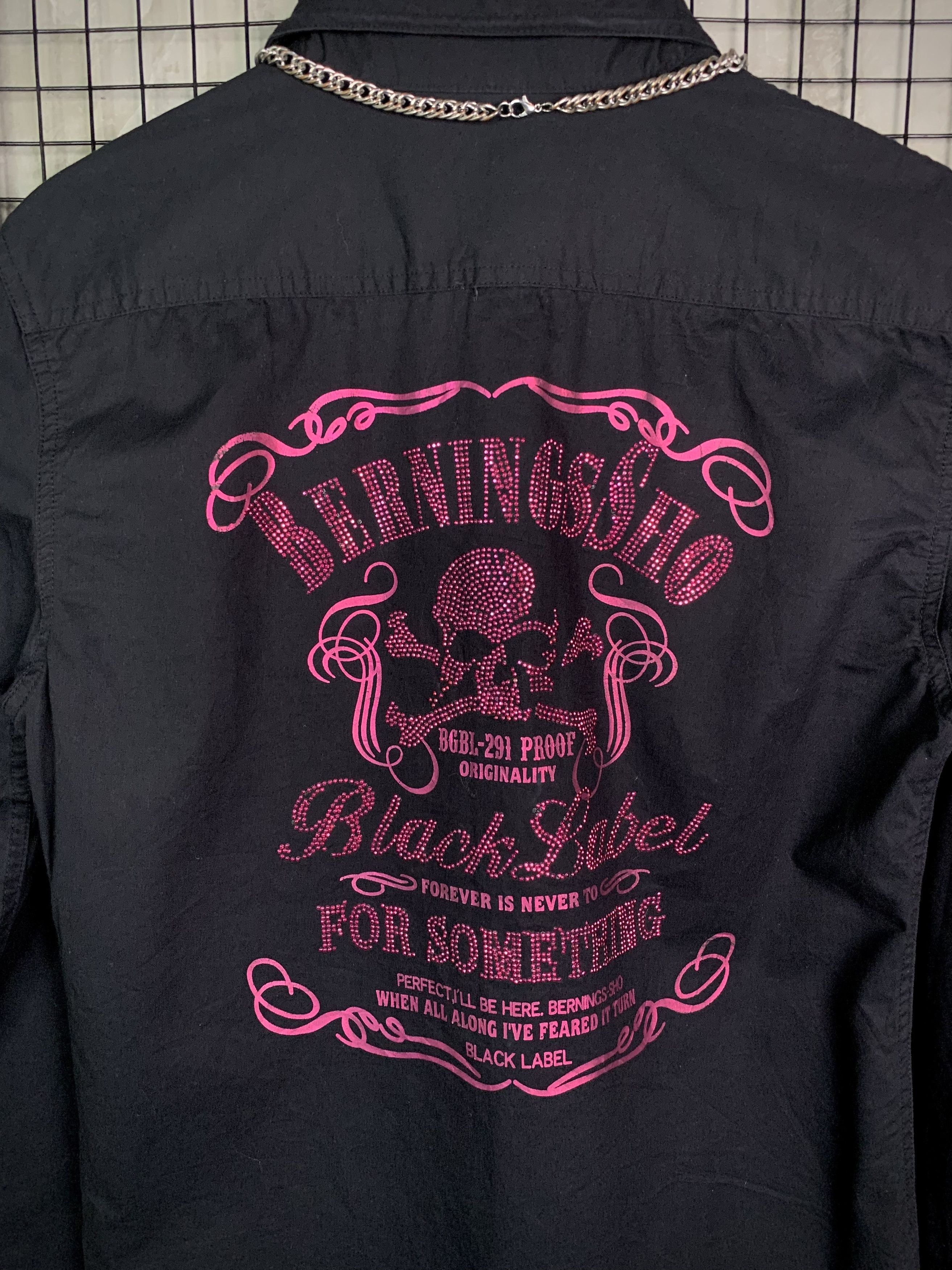 BERNINGS SHO Bernings Sho Punk Rock Rhinestone Skull Gothic Poem Size US L / EU 52-54 / 3 - 5 Thumbnail