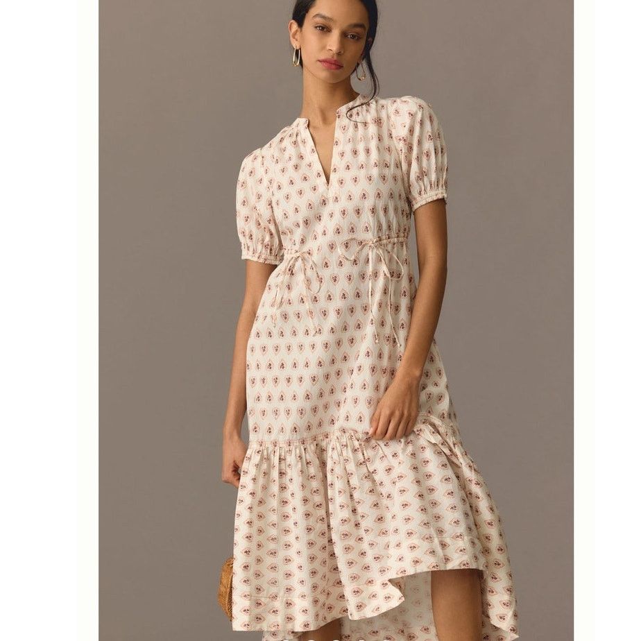 Anthropologie New By Anthropologie Printed Puff-Sleeve Dress $160 X-SMALL Size XS / US 0-2 / IT 36-38 - 3 Thumbnail