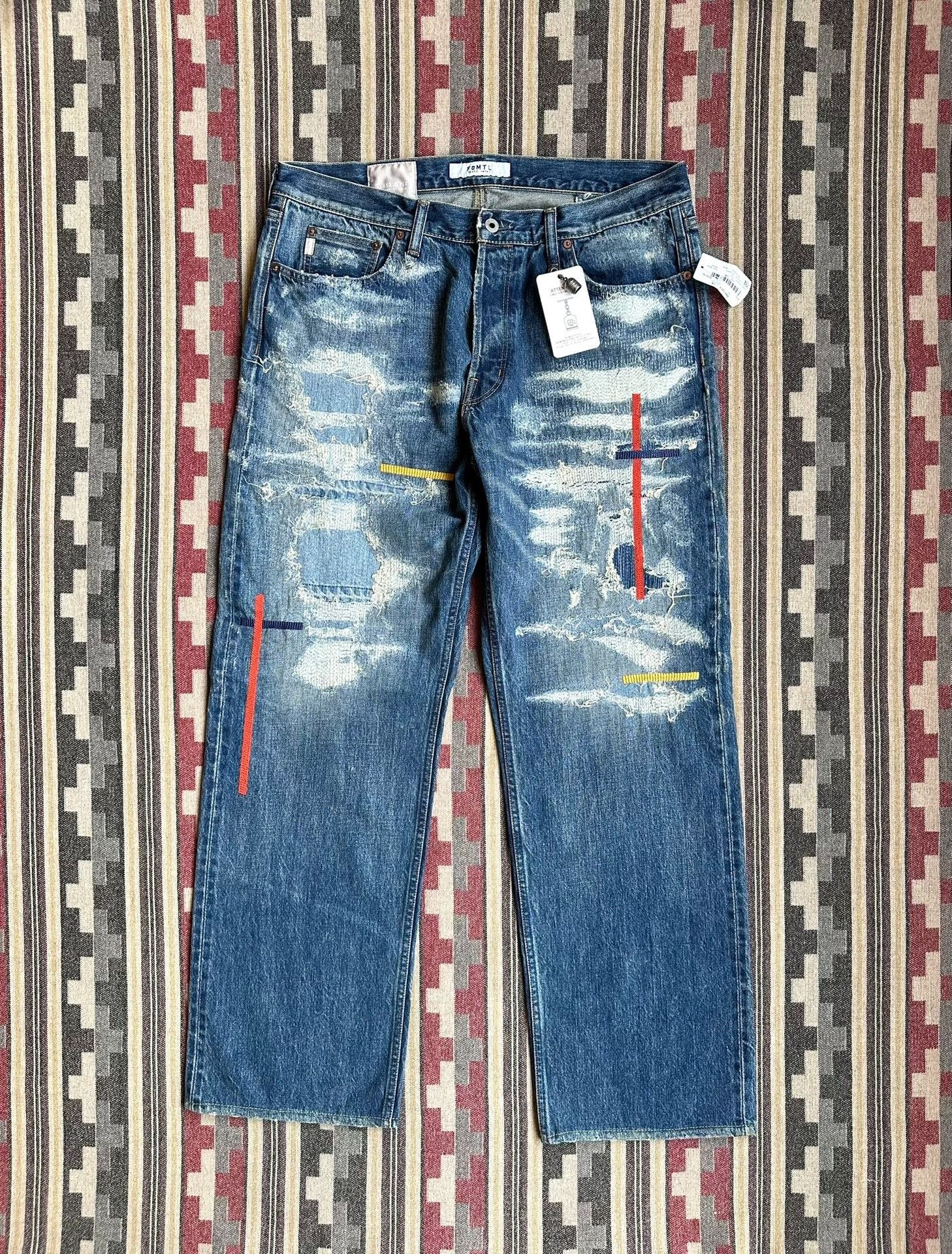 FDMTL fdmtl classic fit red line distressed jeans Size US 36 / EU 52 - 1 Thumbnail