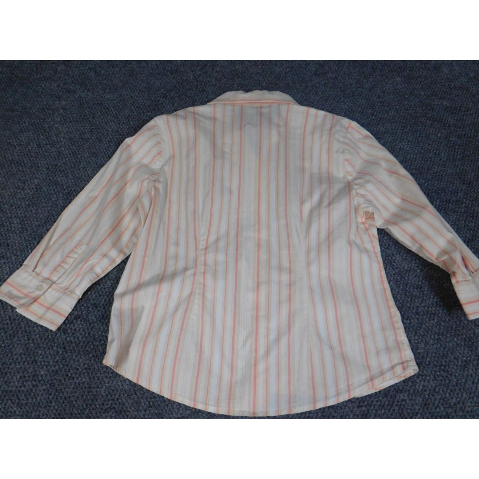 Vintage St. John's Bay Womens Blouse L Pink Striped Button Down Regular Collar Cotton Rayon Casual Sleeve Long Button Accents Size L / US 10 / IT 46 - 6 Thumbnail