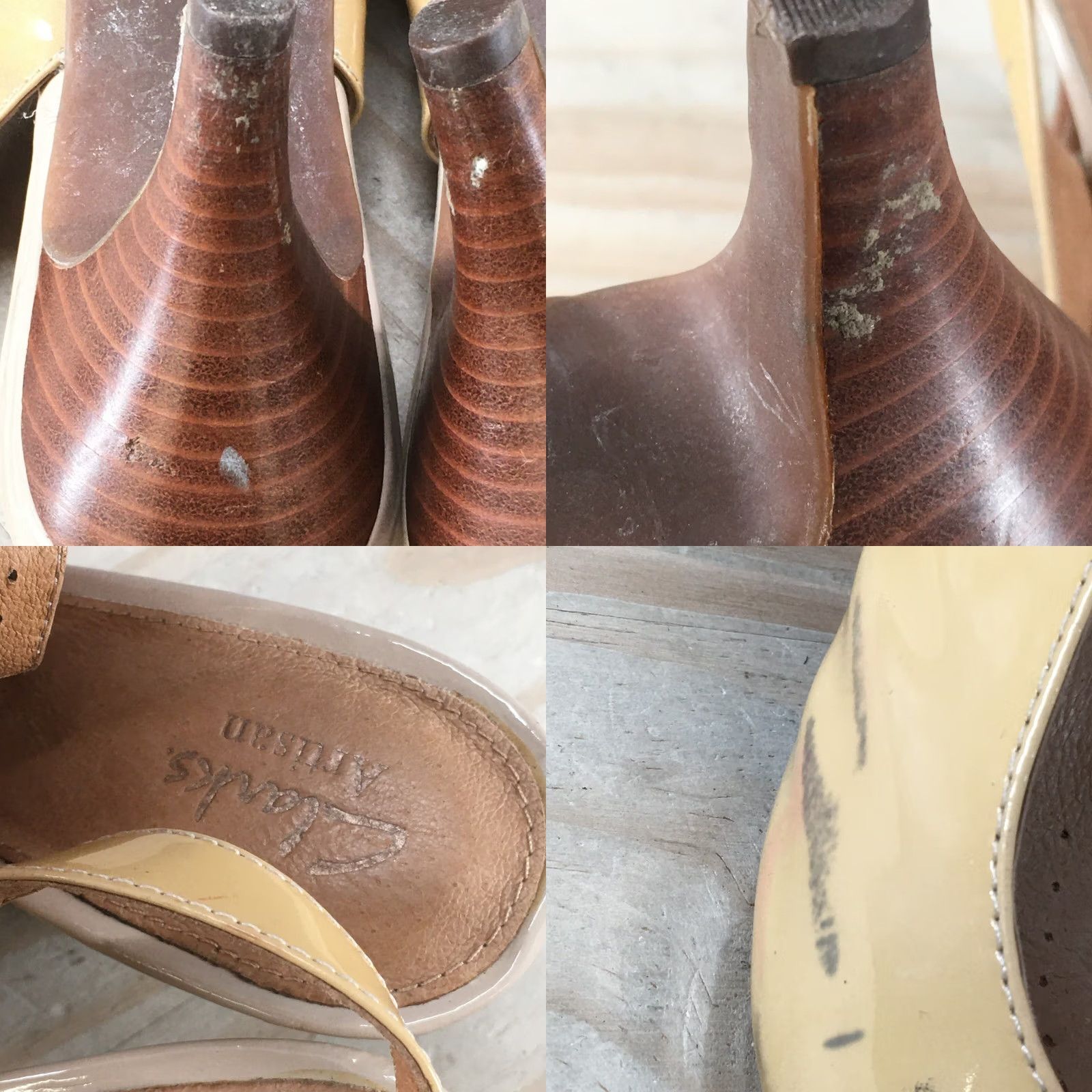 Clarks Clarks Artisan Sandals Womens 9 M Slingback Beige Leather Kitten Heels Peep Toe Size US 9 / IT 39 - 9 Thumbnail