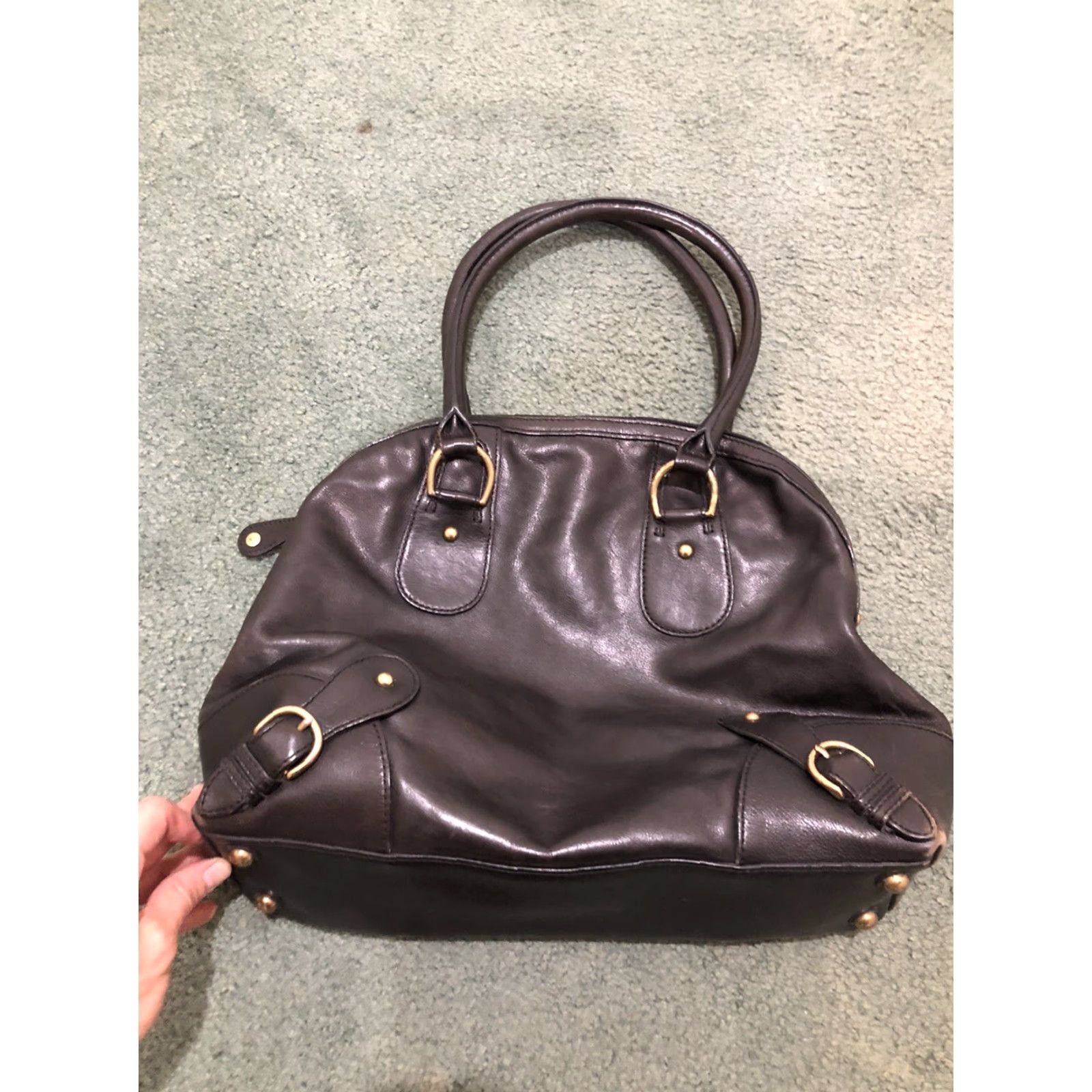 Banana Republic VINTAGE Banana Republic Leather Handbag Purse Hobo Bag Women Large Black Gold Hardware 18 in W x 14 in H, 4 in D RN 54024 CA 17897 Size ONE SIZE - 4 Thumbnail
