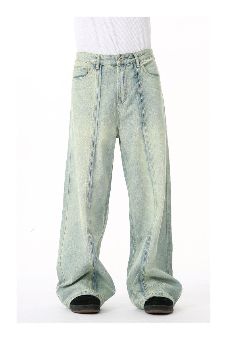 Japanese Brand × Jean Light blue straight wide-leg loose distressed washed jeans Size US 32 / EU 48 - 4 Thumbnail