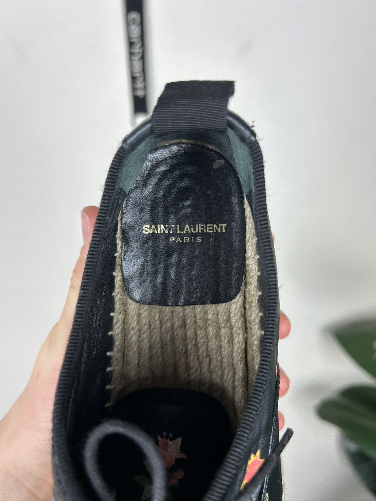 Saint Laurent Paris Saint Laurent Paris Black Floral Leather Oxford Espadrille Size US 9 / IT 39 - 7 Thumbnail