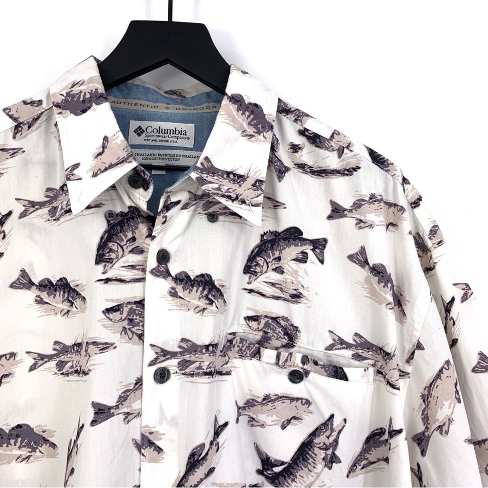Columbia COLUMBIA Casual Button Down Freshwater Fish White Beige L Size US L / EU 52-54 / 3 - 2 Thumbnail