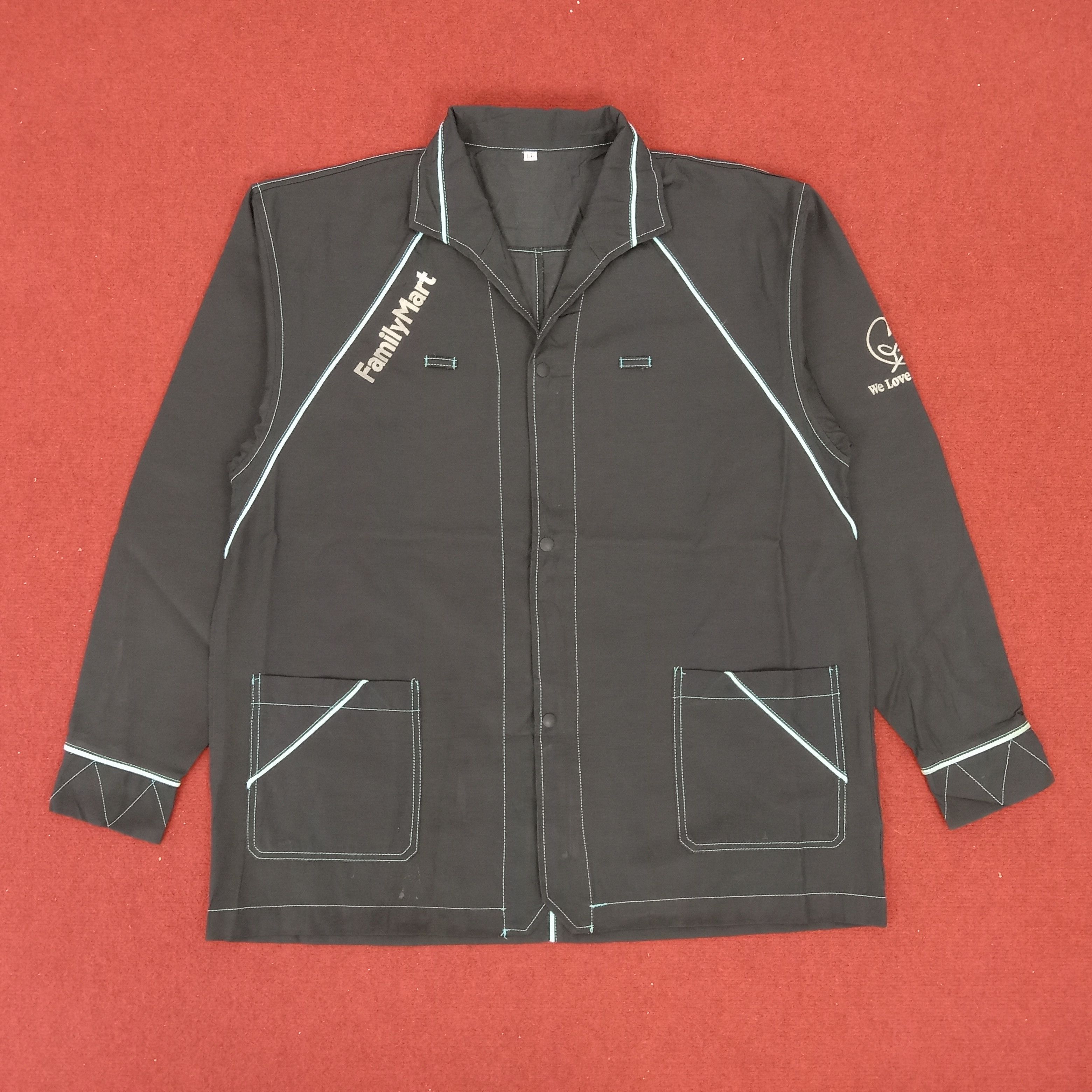 image of Vintage x Workers Family Mart Uniform Working Shirt Jacket in Black (Size Large)