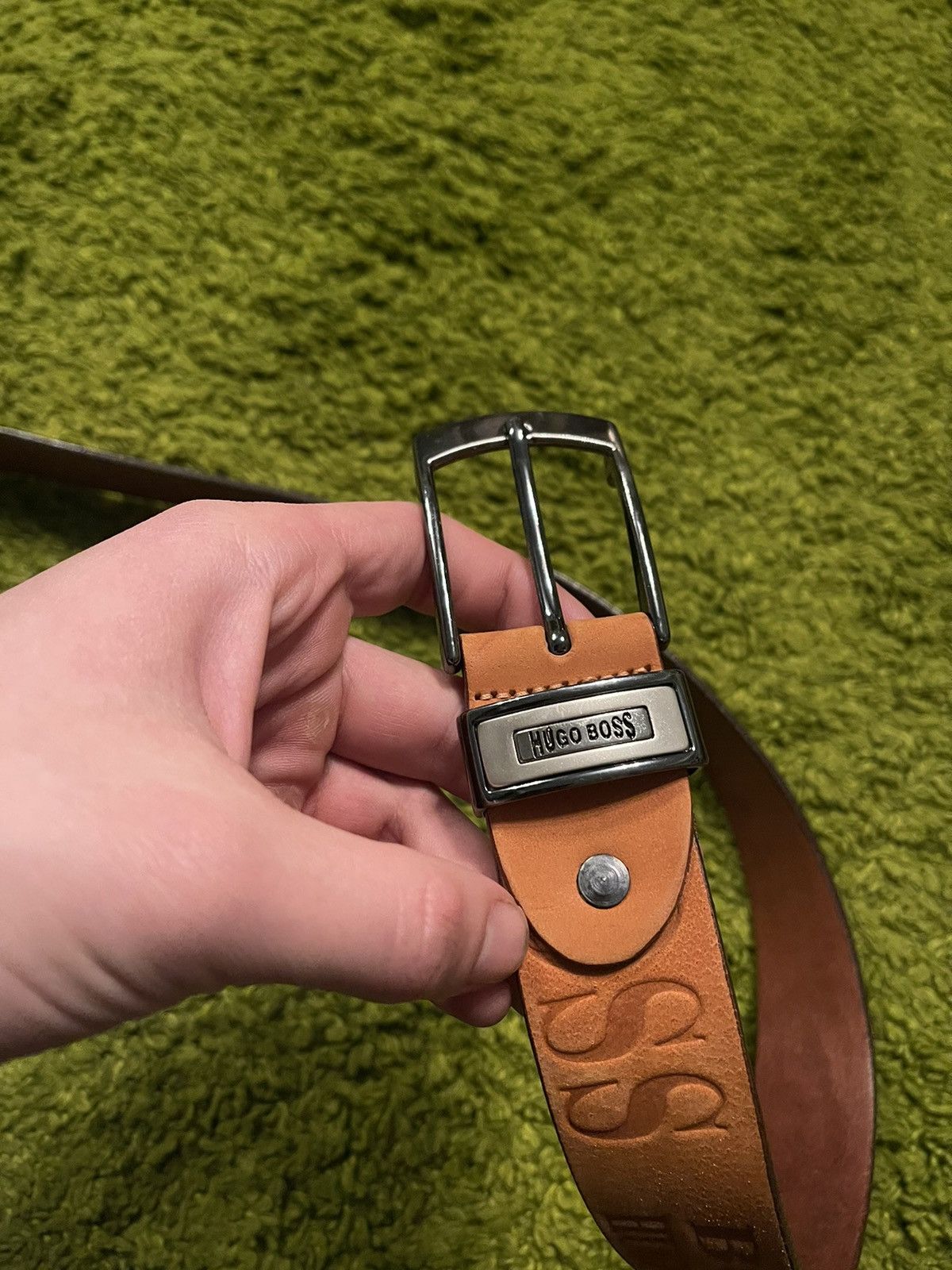 Cowboy Equipment × Hugo Boss × Vintage Hugo Boss 2000s vintage real leather all around logo belt Size 32 - 6 Thumbnail