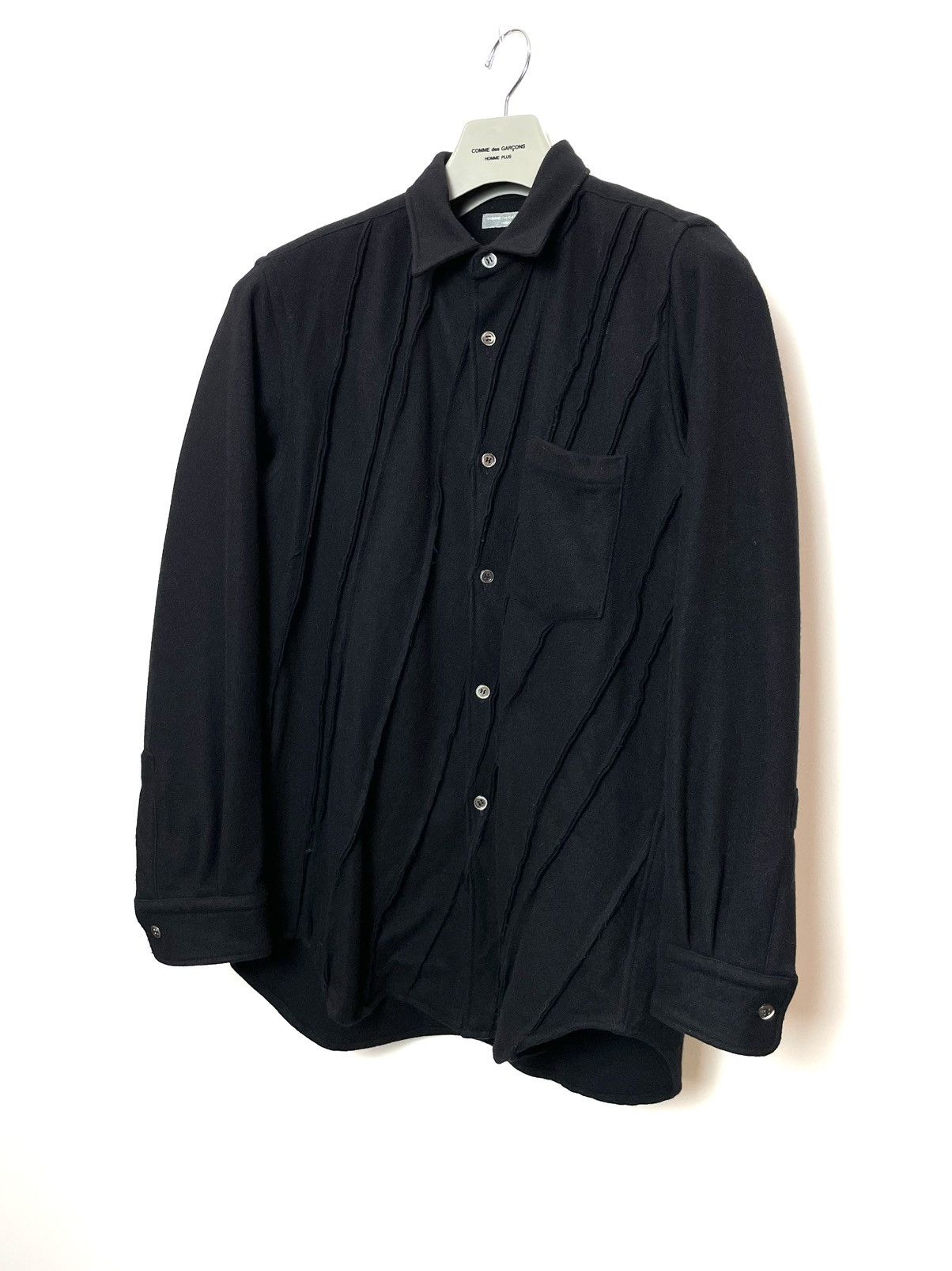 Comme des Garcons Homme A/W 2000 COMME des GARCONS HOMME Diagonal Cut Wool Shirt Size US M / EU 48-50 / 2 - 9 Thumbnail