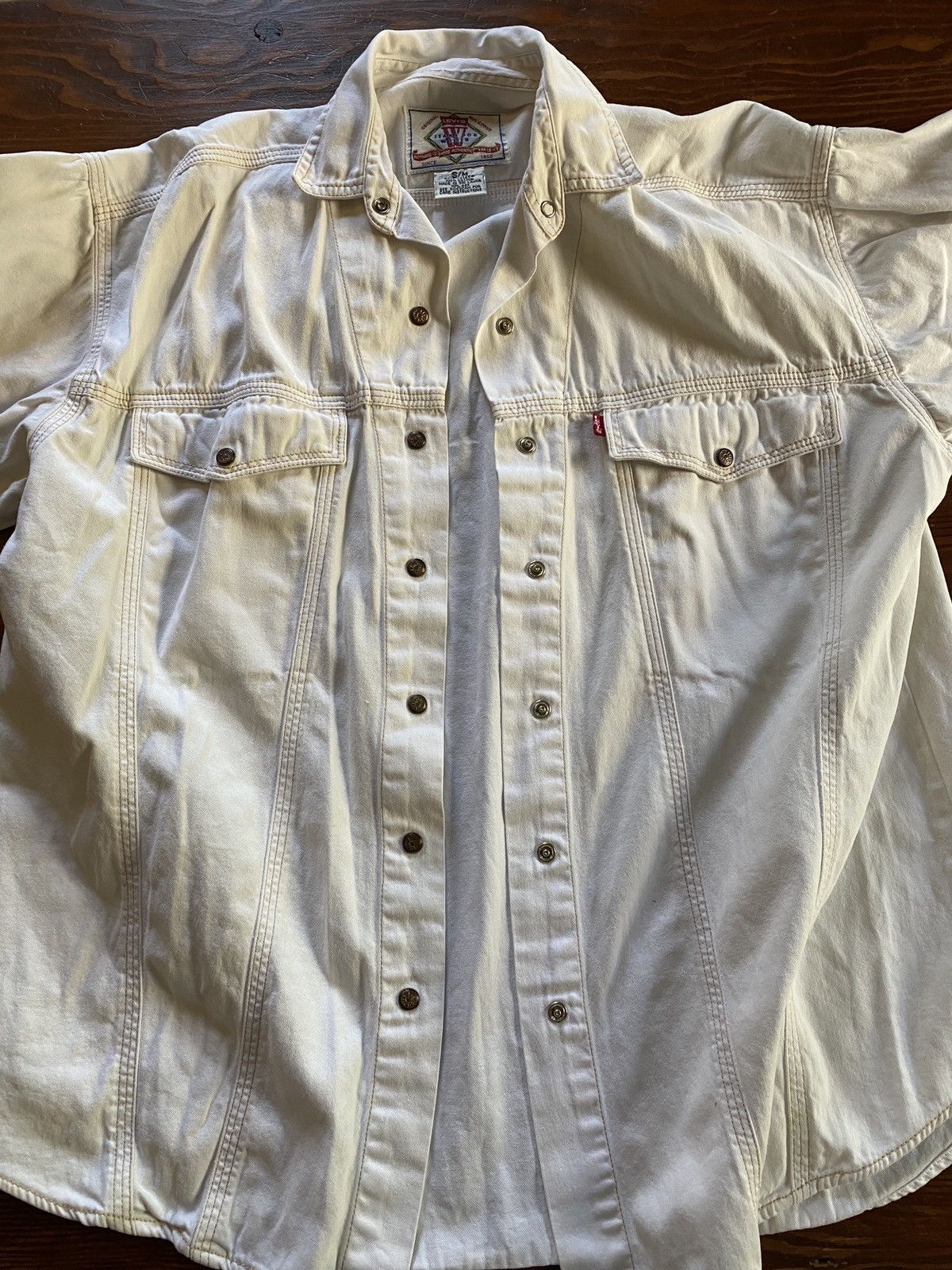 Levi's Vintage 90’s Levi’s Women’s White Long Sleeve Snap Button Up Size M / US 6-8 / IT 42-44 - 7 Thumbnail