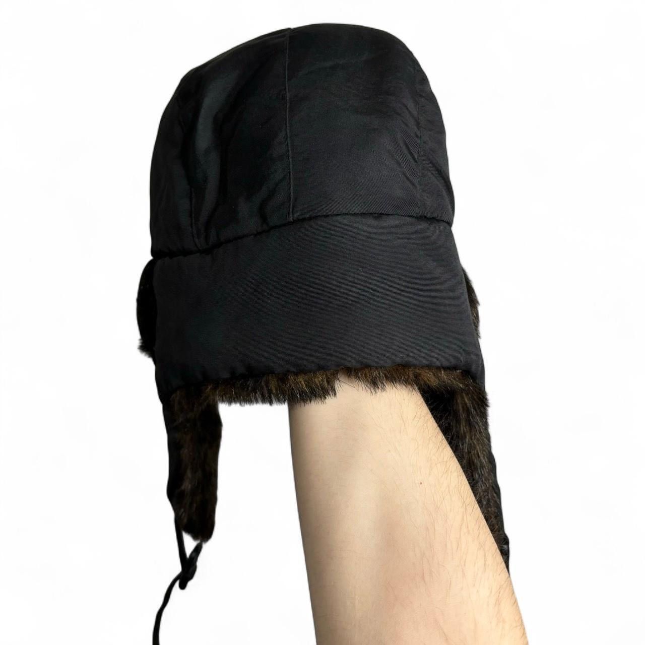 Japanese Brand Vintage Style Black Fur Trim Trapper Hat Size ONE SIZE - 4 Thumbnail