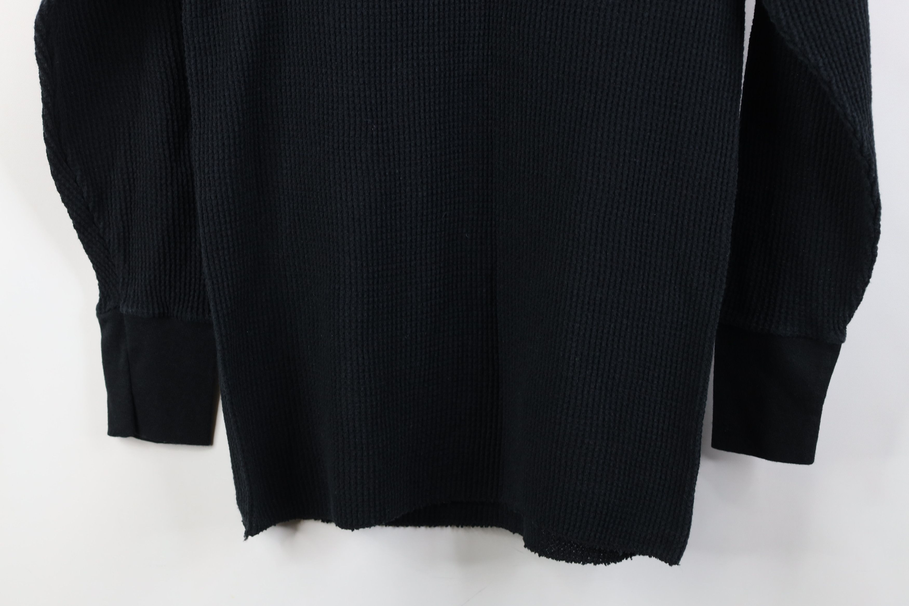 Vintage Vintage 90s Y2K Streetwear Waffle Knit Henley T-Shirt Black Size US M / EU 48-50 / 2 - 10 Thumbnail