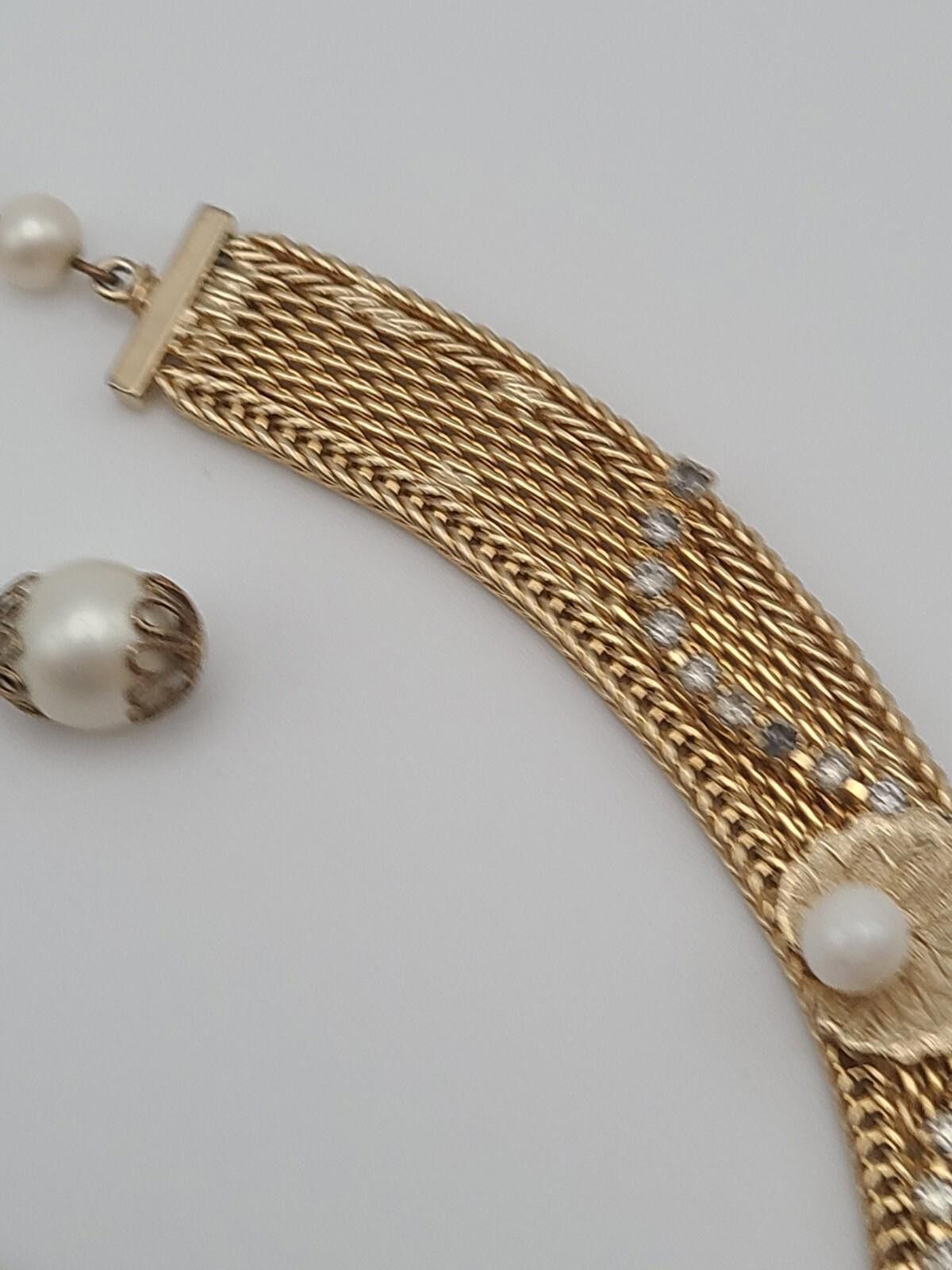 RAGEBLUE Rare Vintage Signed Hobe Choker Pearls Rhinestones Lily Pads Size ONE SIZE - 8 Thumbnail