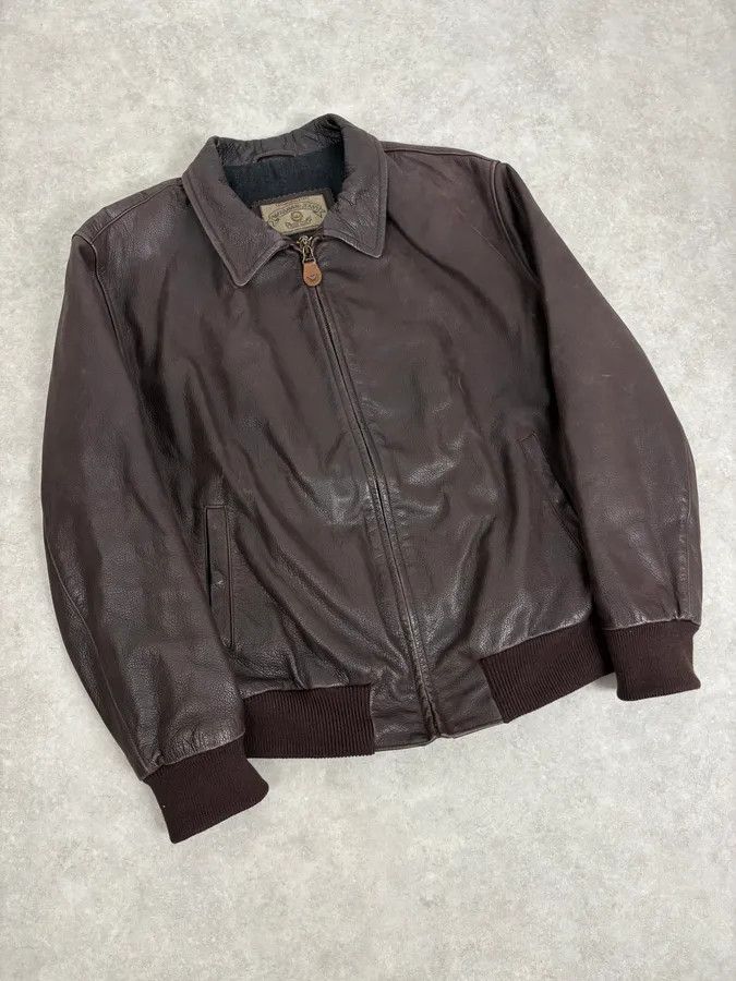 Armani 1990s Armani Brown Leather Bomber Jacket Size US M / EU 48-50 / 2 - 4 Thumbnail