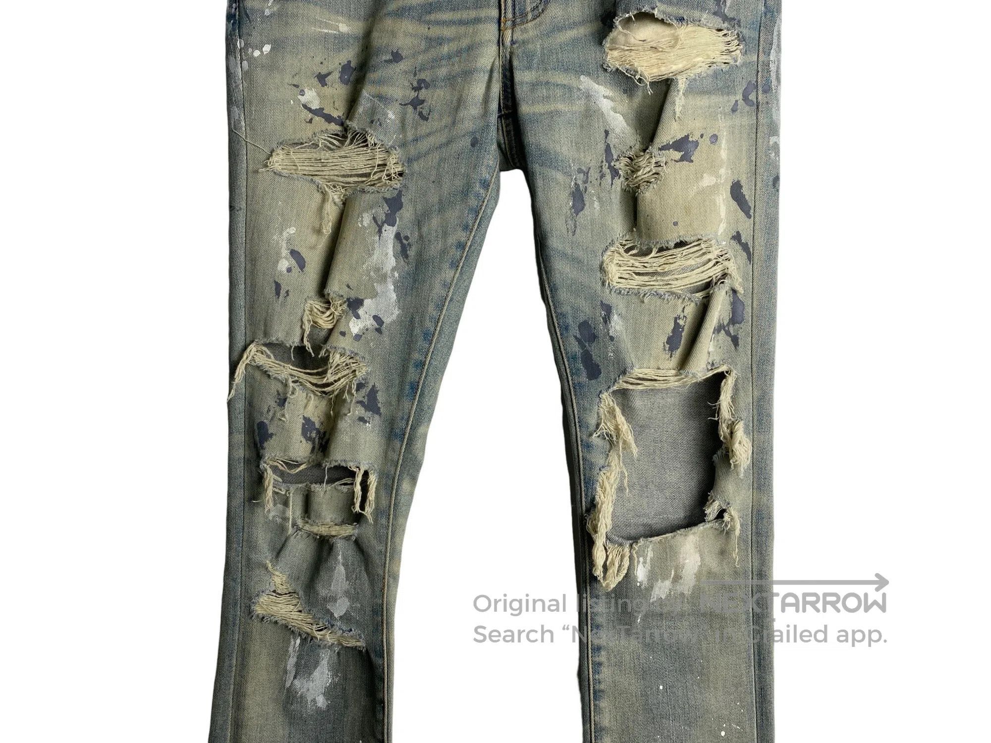 Amiri AMIRI Blue Destroyed Splatter Diamond Bottom Jeans Size US 30 / EU 46 - 5 Thumbnail