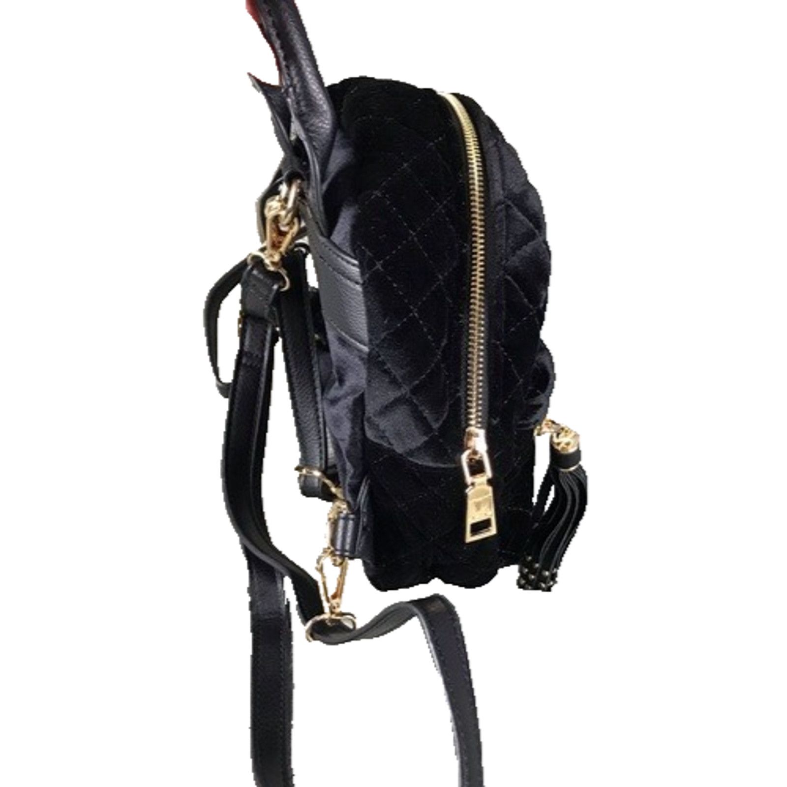 Bebe BEBE Quilted Black Velvet Mini Backpack Gold Hardware NWT Size ONE SIZE - 7 Thumbnail