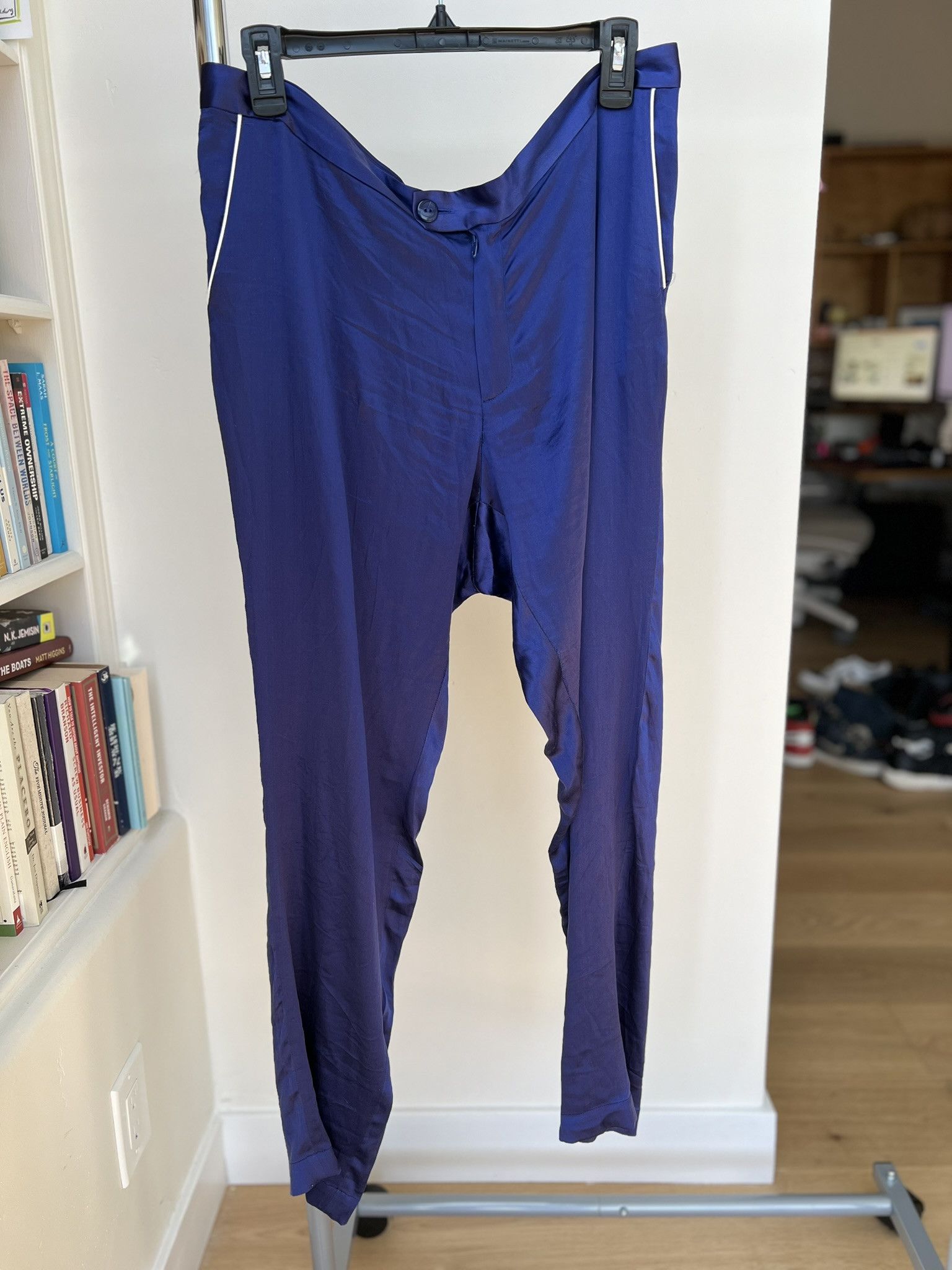 Casablanca Piped Blue Silk Pajama Set Size US XL / EU 56 / 4 - 7 Thumbnail