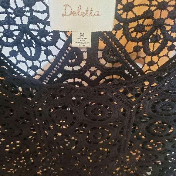 Anthropologie Anthropologie Deletta Black Lace Sz. M Shell Top Size M / US 6-8 / IT 42-44 - 3 Thumbnail