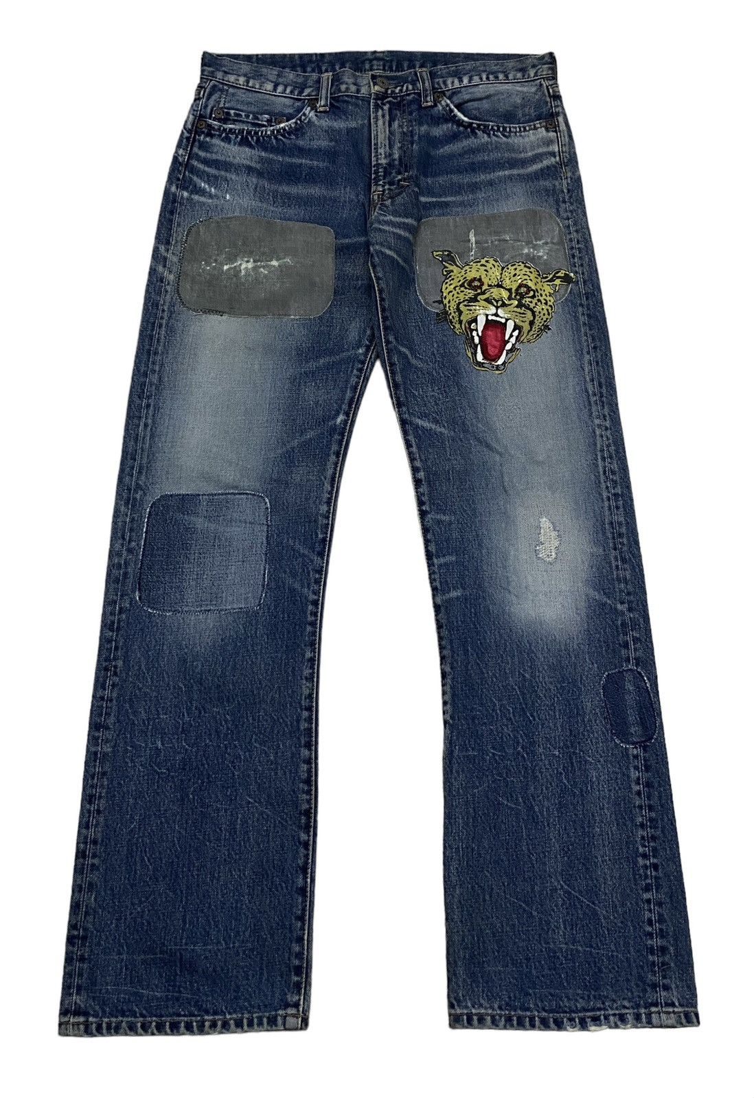 14th Addiction × Japanese Brand × Le Grande Bleu (L.G.B.) Rare Design Vintage Japanese Brand RNA Patchwork Jeans 1990s Size US 33 - 1 Thumbnail
