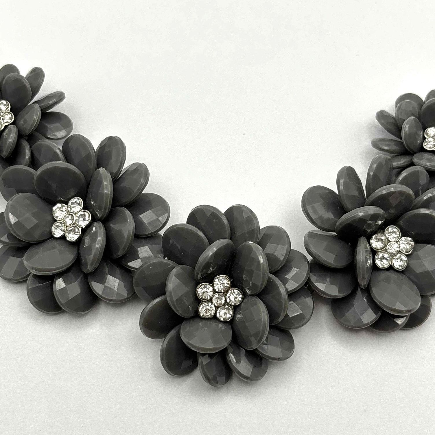 Other Silver & Gray Crystal Floral Necklace Size ONE SIZE - 2 Thumbnail