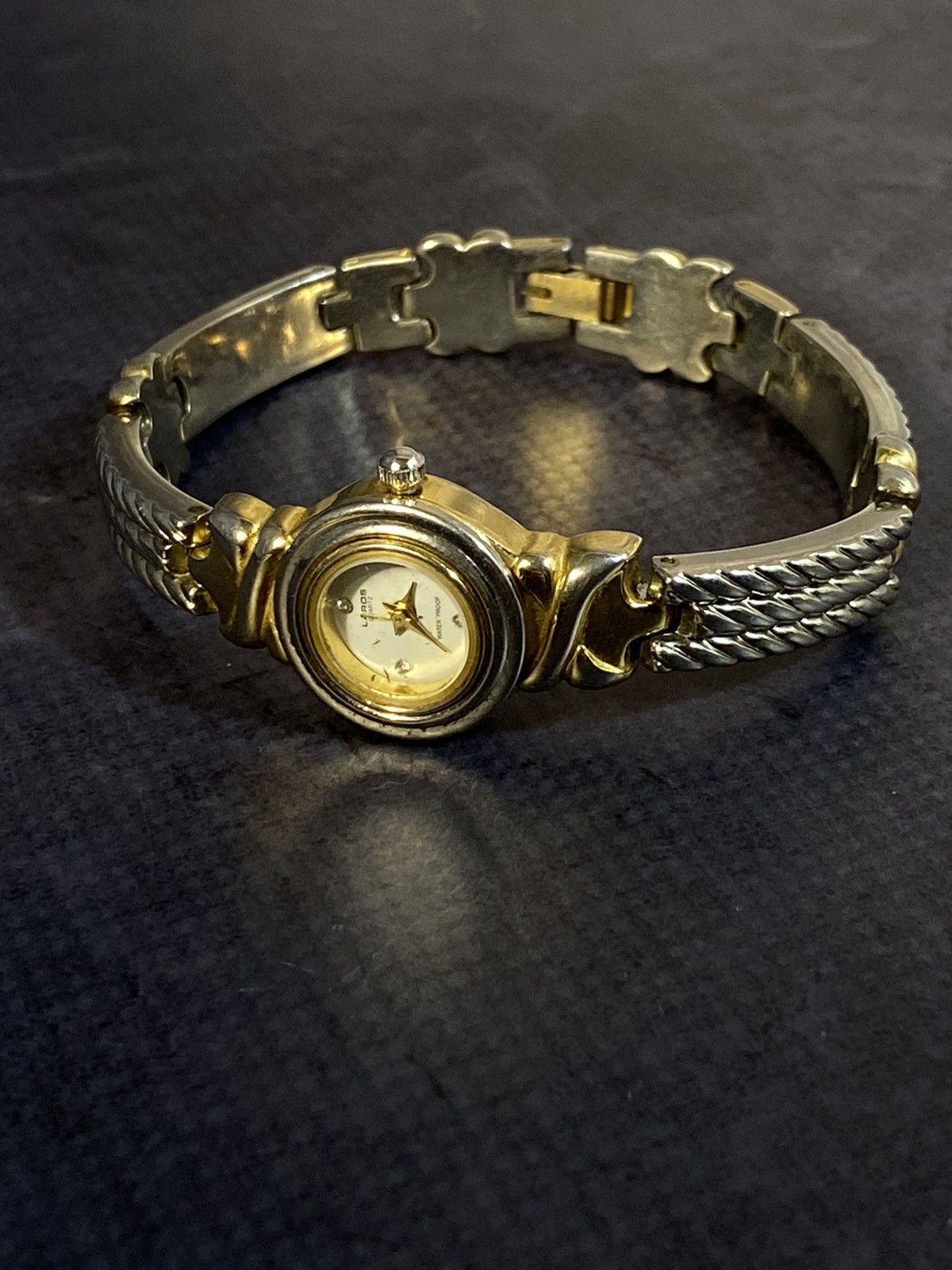 Jewelry × Vintage Lardos Two-Tone Cable Bracelet Watch with Japanese brand Size ONE SIZE - 1 Thumbnail