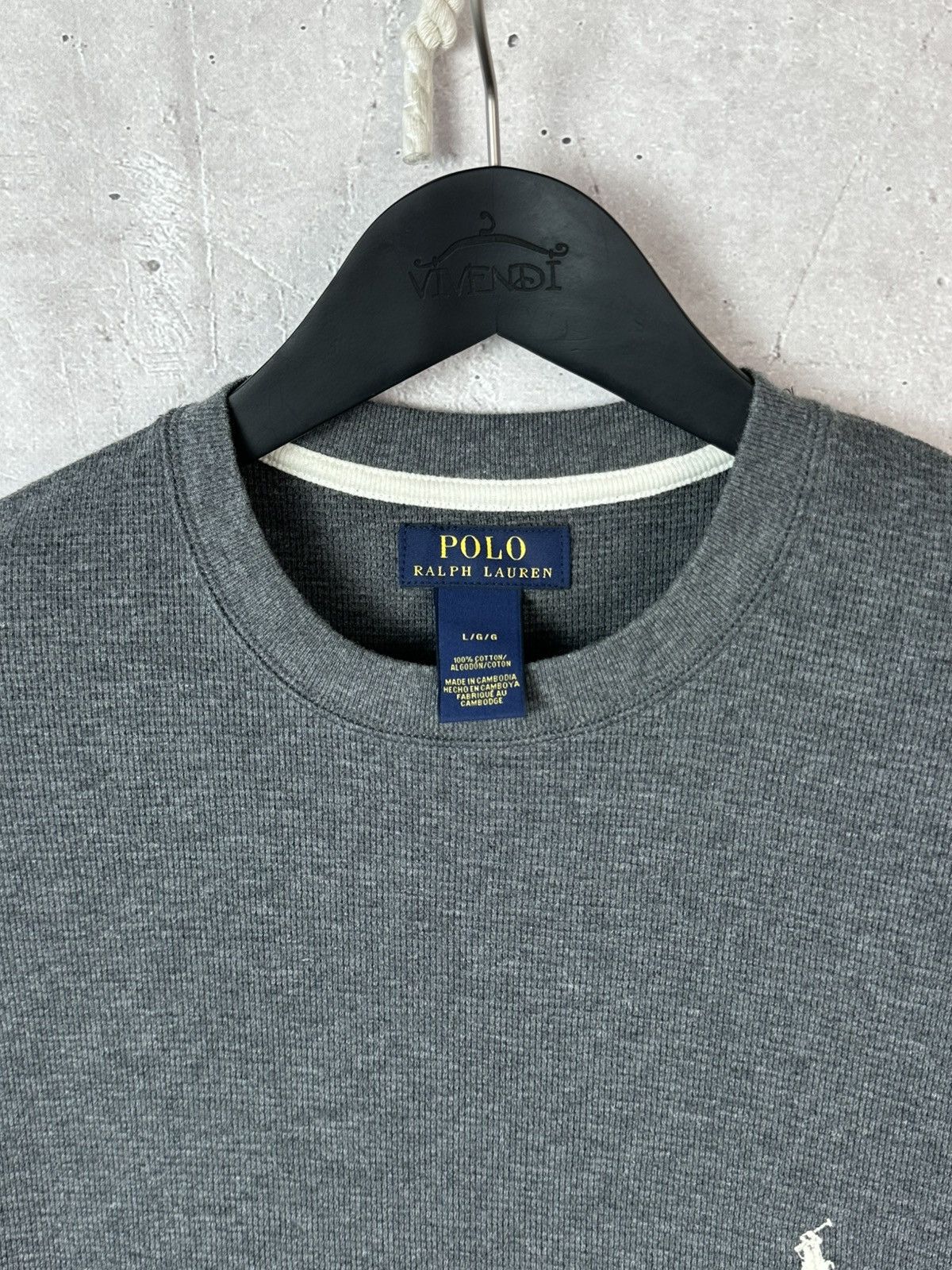 Polo Ralph Lauren Ralph Laurent Grey Waffle Cotton Men’s Crew Neck Jumper Size US L / EU 52-54 / 3 - 5 Thumbnail