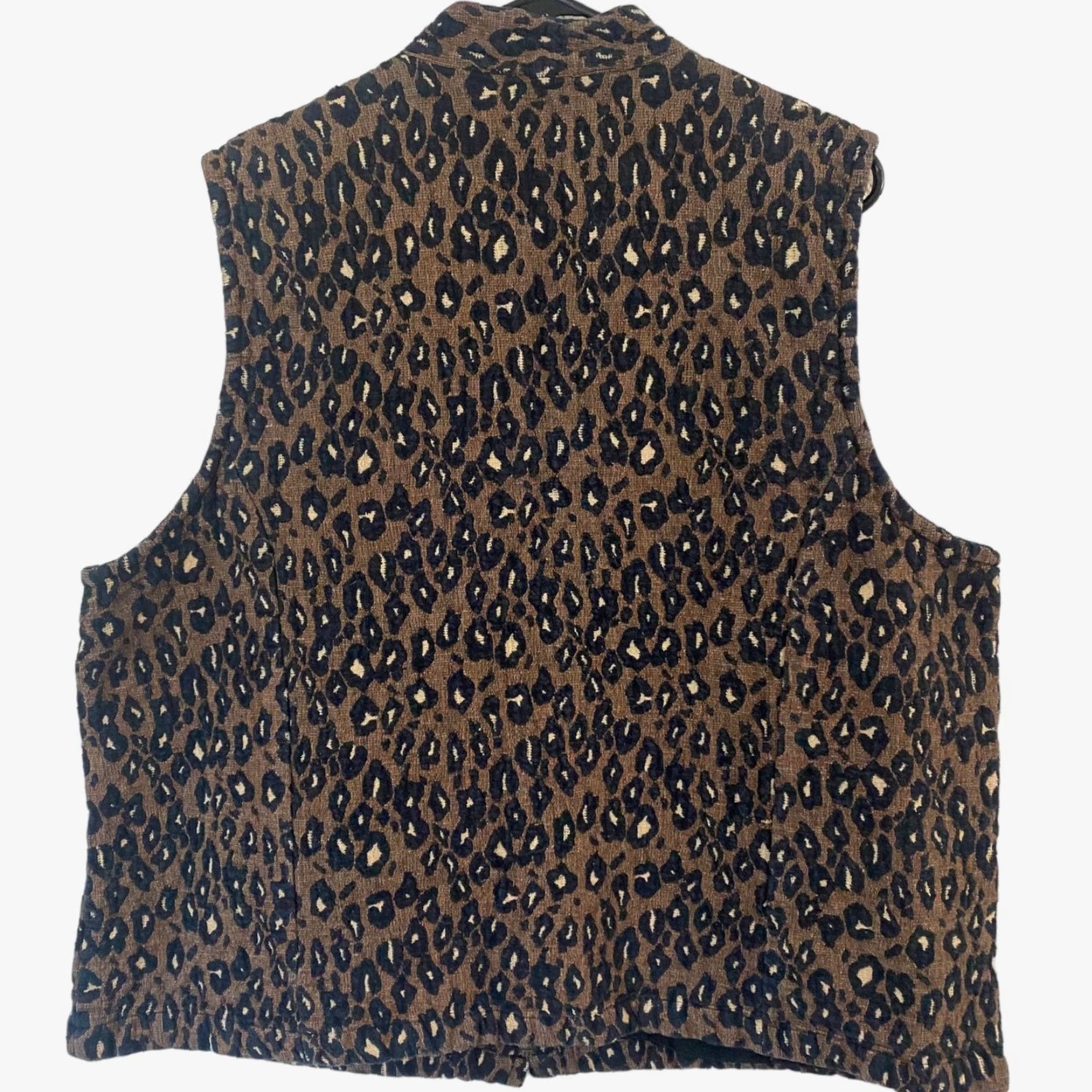 Vintage VINTAGE Jennifer Moore Vest Full Zip Womens Plus 20W Brown Cheetah Textured Leopard Print 100% Cotton Size 3XL / US 20-22 - 6 Thumbnail