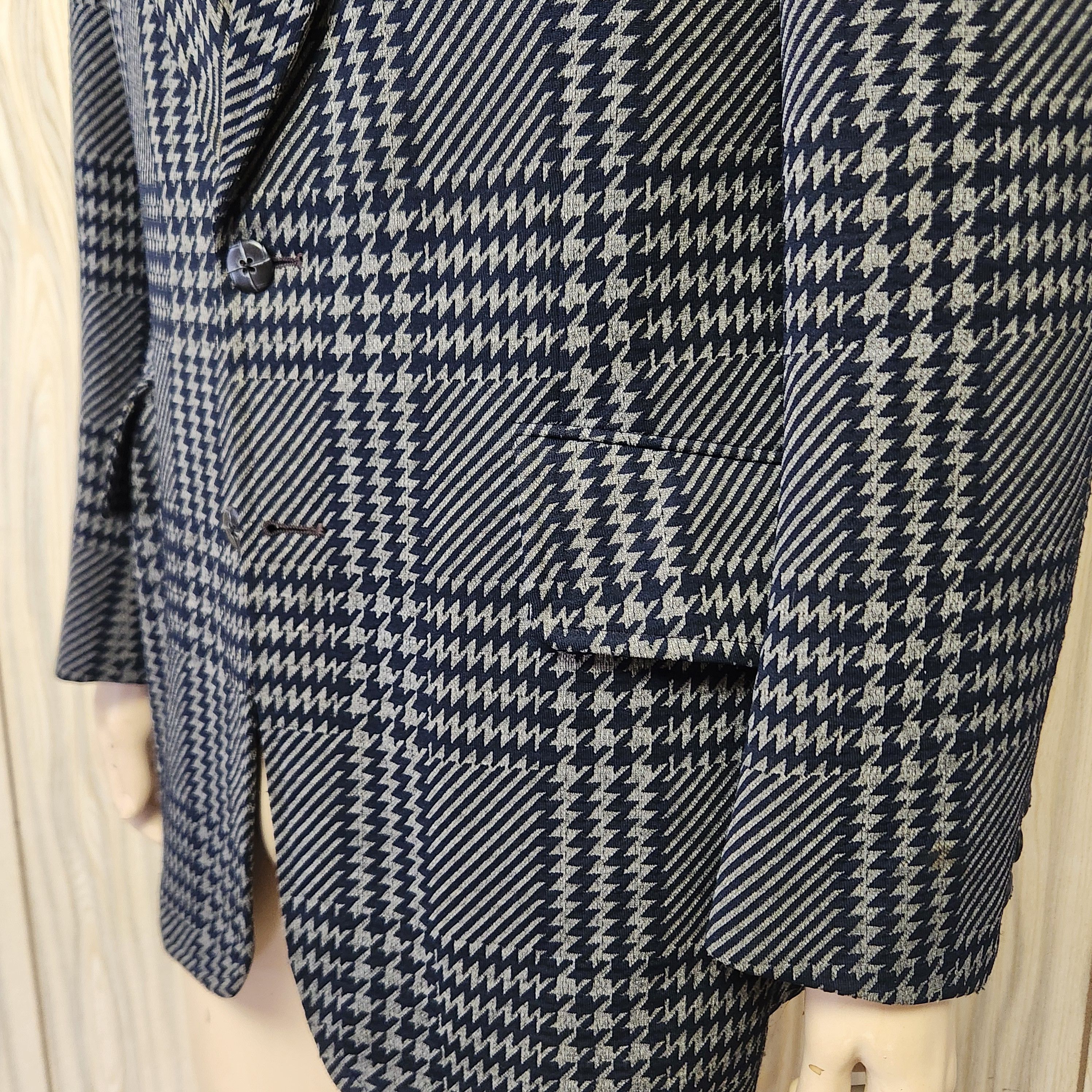 Vintage 1970s sport coat 40R mod disco polyester plaid Size 40R - 4 Thumbnail