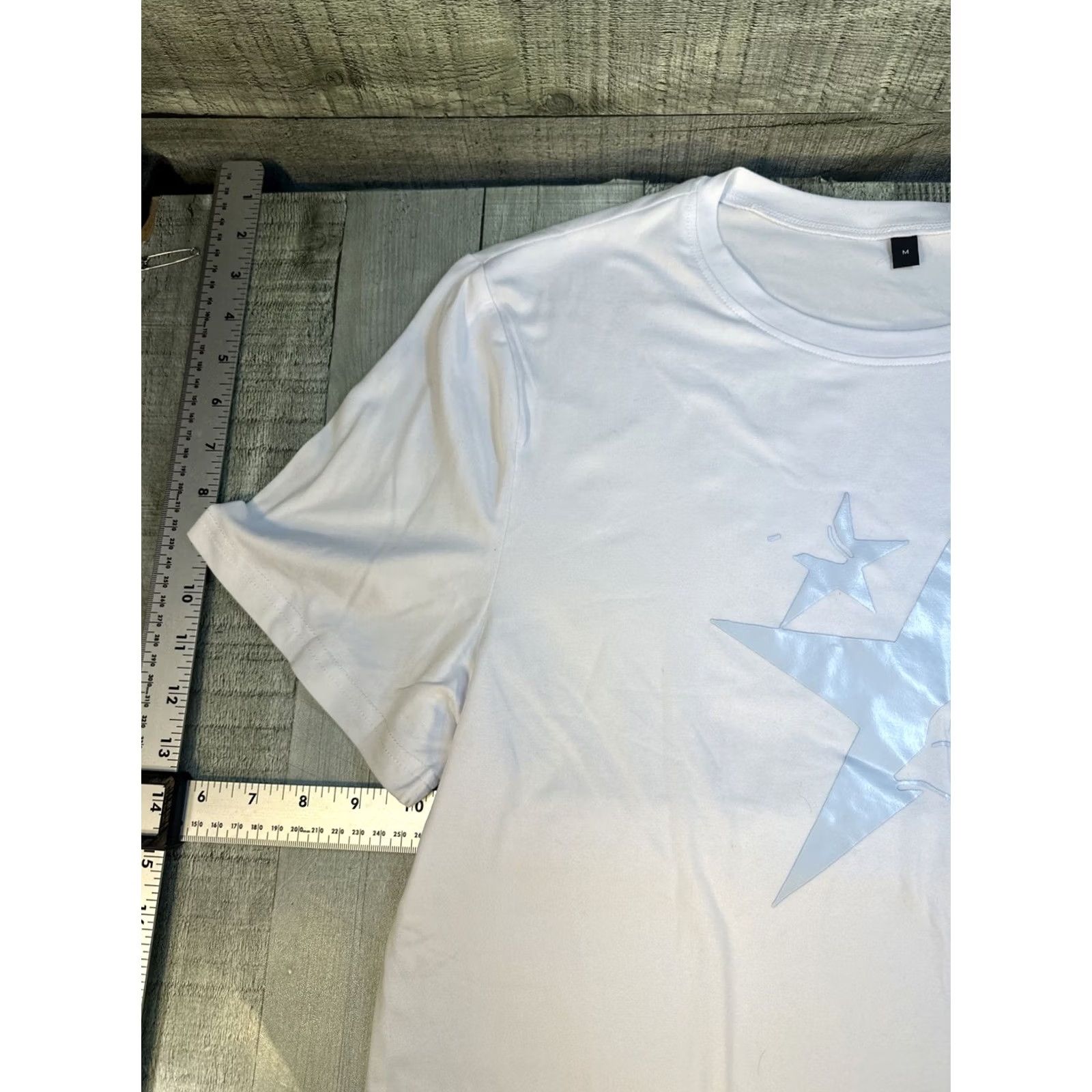 Shein Shein Men’s White Tee Short Star Blue M Shirt Mens Size US 31 - 4 Thumbnail