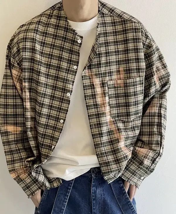 Japanese Brand Outdoor retro dyed plaid check frayed button up shirt Size US M / EU 48-50 / 2 - 7 Thumbnail
