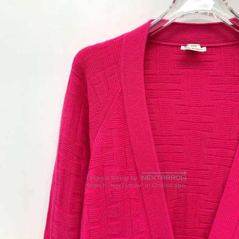 Hermes Hermes Fuchsia V-Neck Wool Knit Long Sleeve Jacket Size XS / US 0-2 / IT 36-38 - 3 Thumbnail