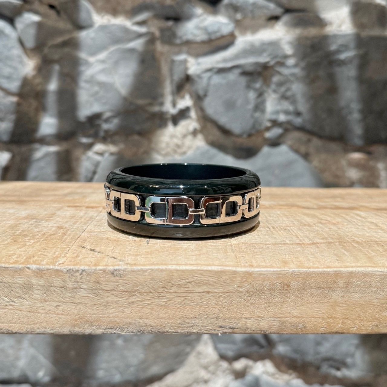 Dior Christian Dior Vintage Dark Green Bakelite CD Metal Bracelet Size ONE SIZE - 2 Thumbnail