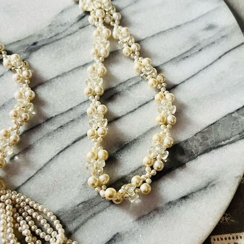 Vintage Vintage Faux Pearl Cluster Beaded Necklace Cream Size ONE SIZE - 3 Thumbnail