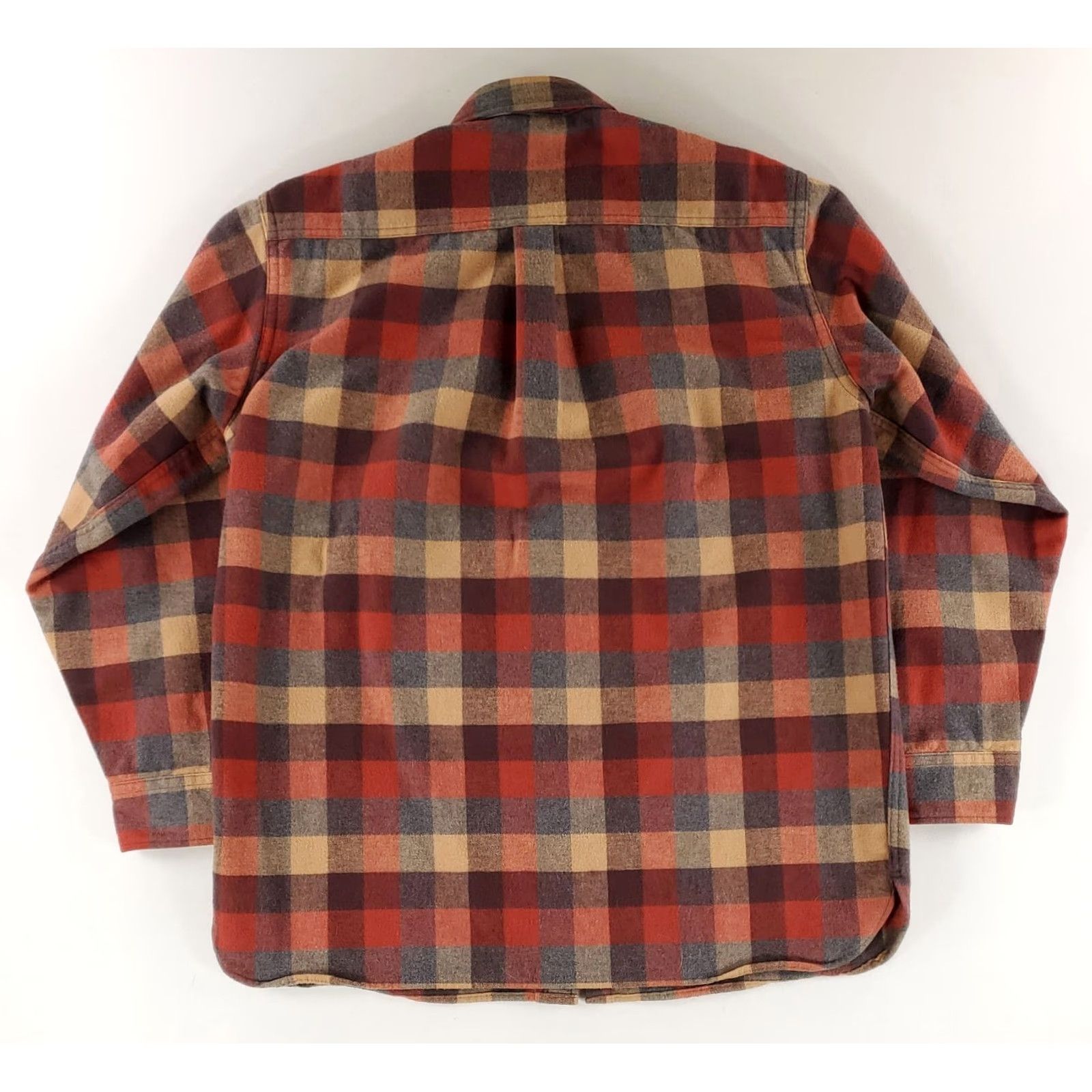 Vintage LL Bean Chamois Button Up Shirt Plaid Check Red Brown Gray Long Sleeve Mens L Size US L / EU 52-54 / 3 - 3 Thumbnail
