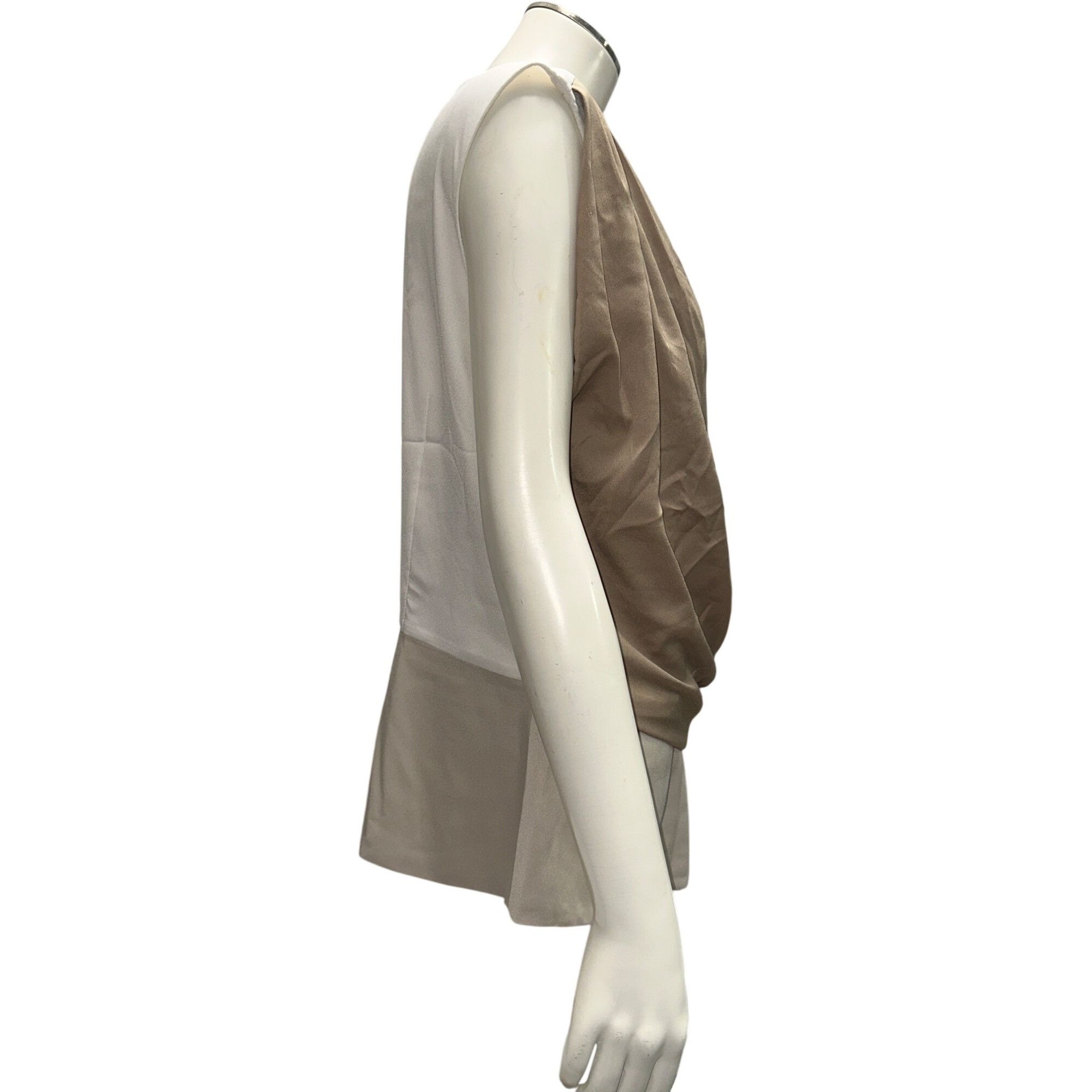 Ann Taylor Ann Taylor Size 8 White Beige Draped Asymmetric Blouse Side Size M / US 6-8 / IT 42-44 - 7 Thumbnail
