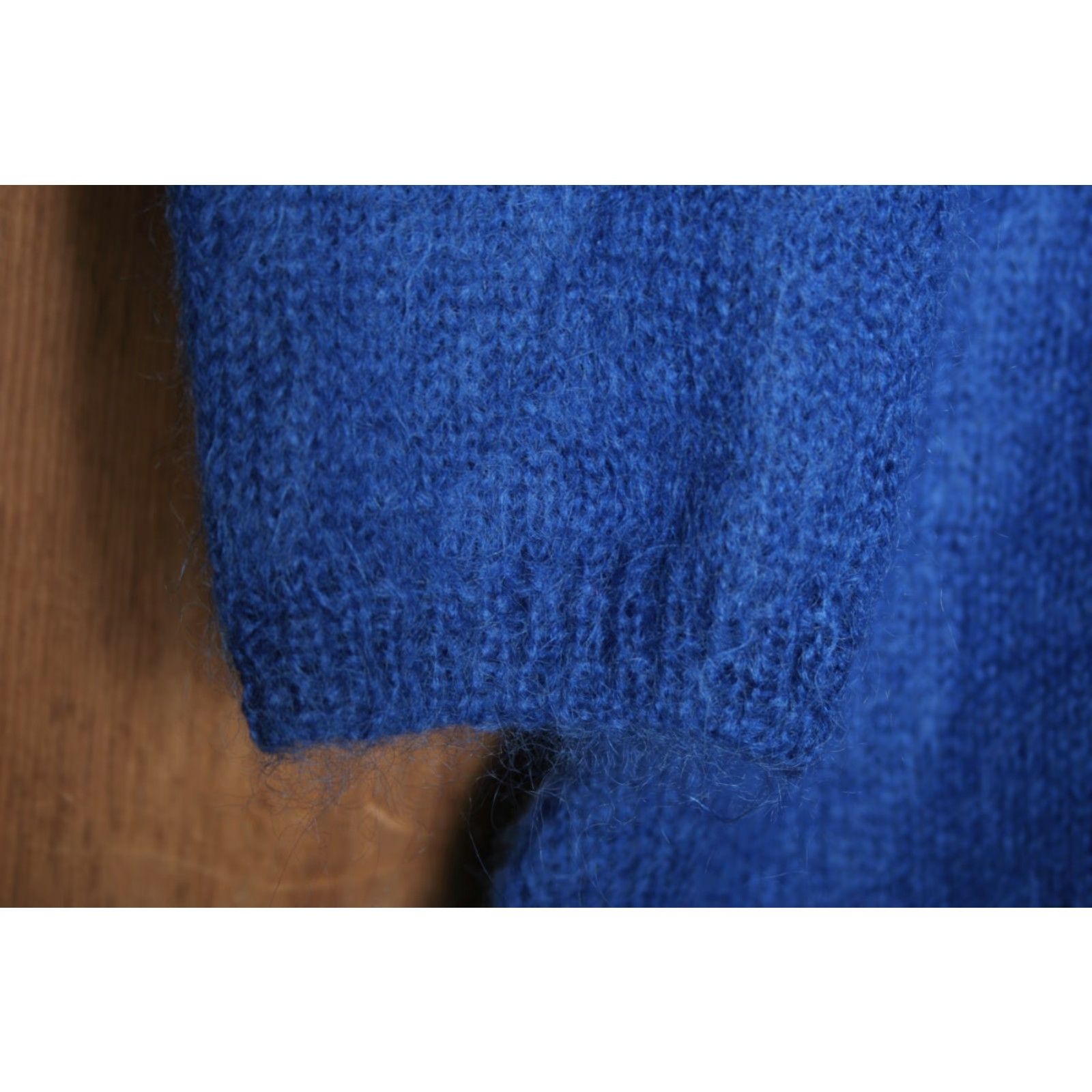 Vintage AUGUST SILK KNITS Catherine Lover Blue Mohair Blend 3/4 Sleeve Cardigan Sz. S Womens Knit Cardigan Blue Mohair Size S / US 4 / IT 40 - 3 Thumbnail