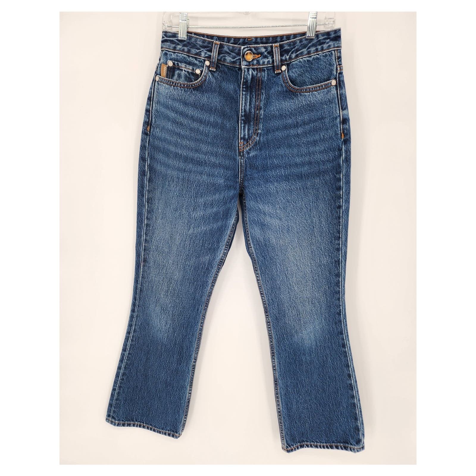 Ganni Ganni Dark Indigo Heavy Denim Straight Leg Jeans Size 28 Size 28" / US 6 / IT 42 - 2 Thumbnail