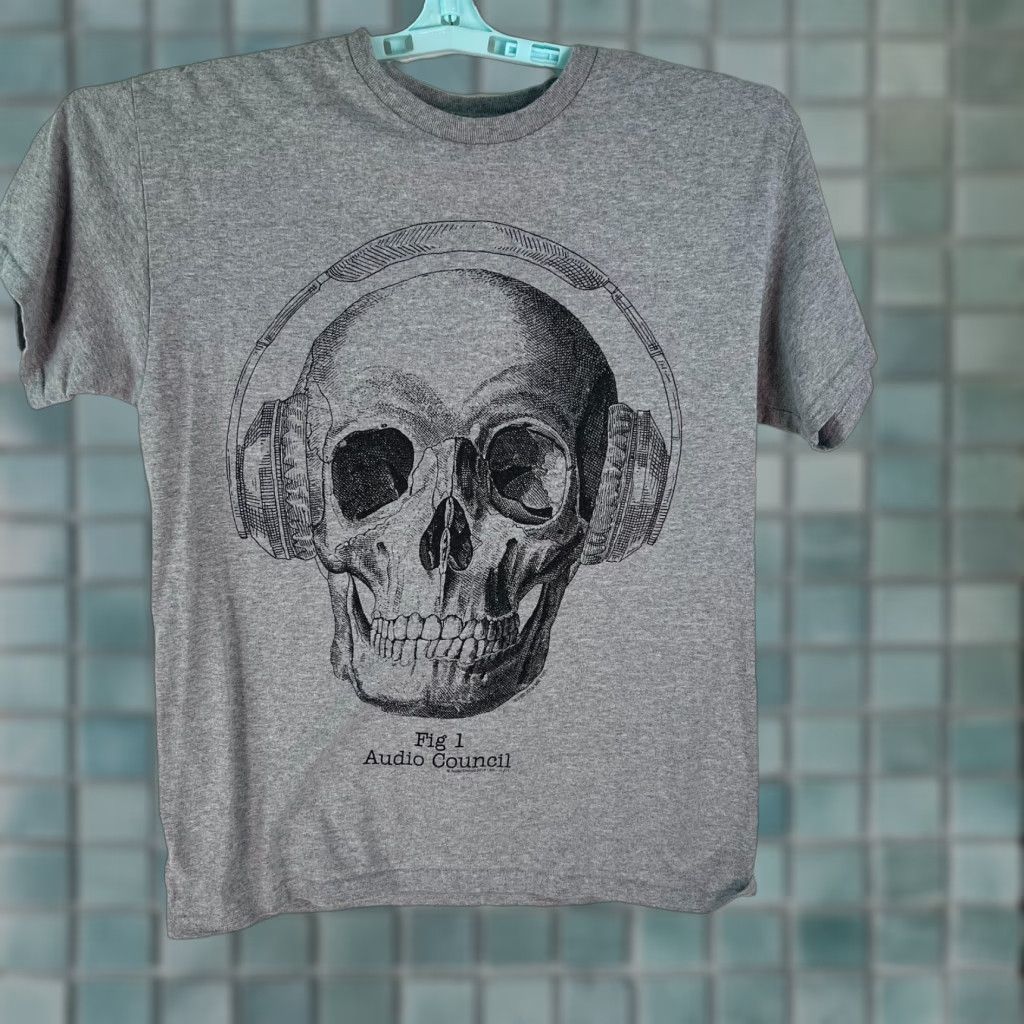 Vintage Audio Council Mens T Shirt Crew Neck Skull Graphic Print Gray M Size US M / EU 48-50 / 2 - 1 Thumbnail
